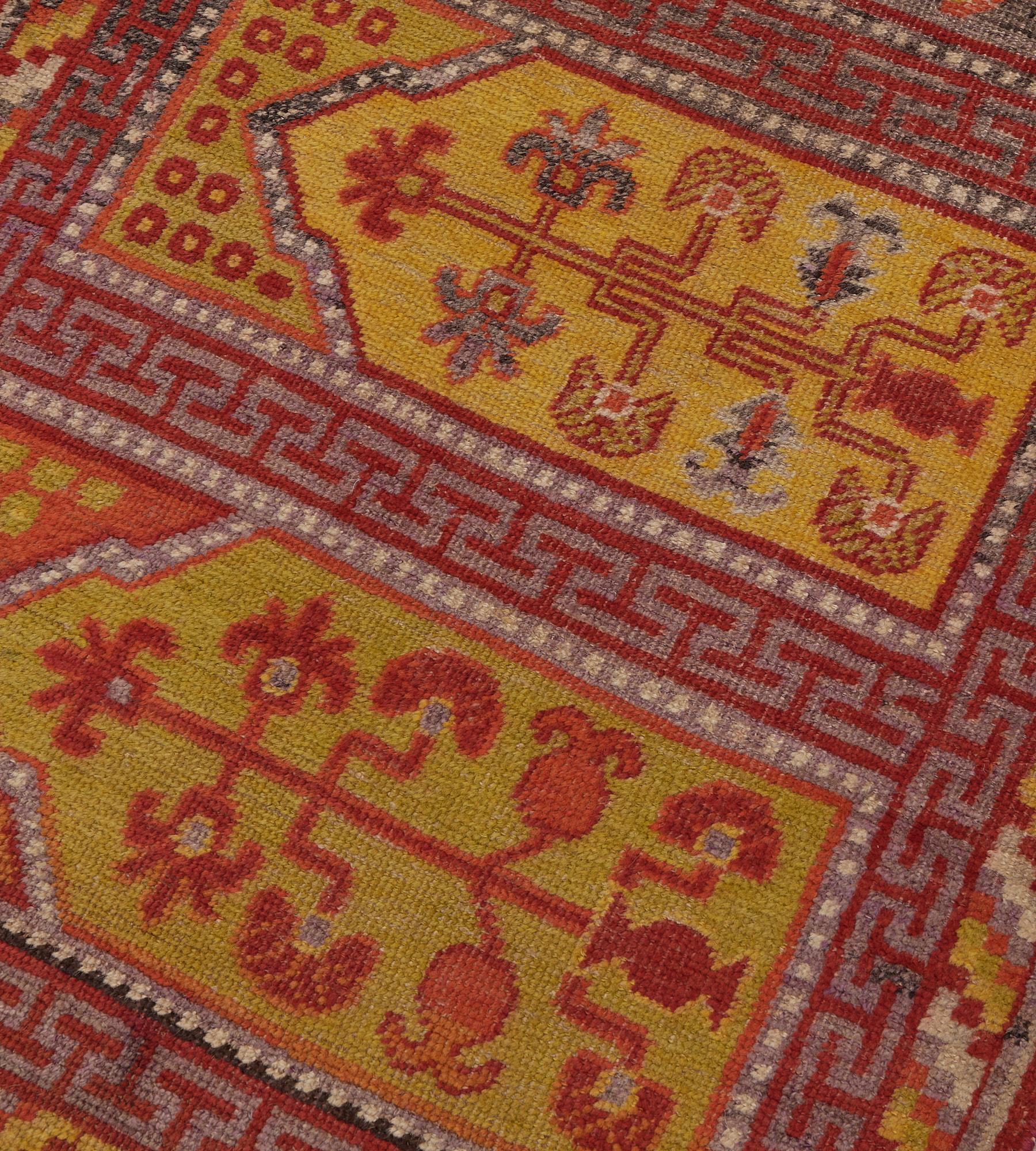 19th Century Traditional Antique Horizontal Panels Khotan Runner Wall-Hanging For Sale