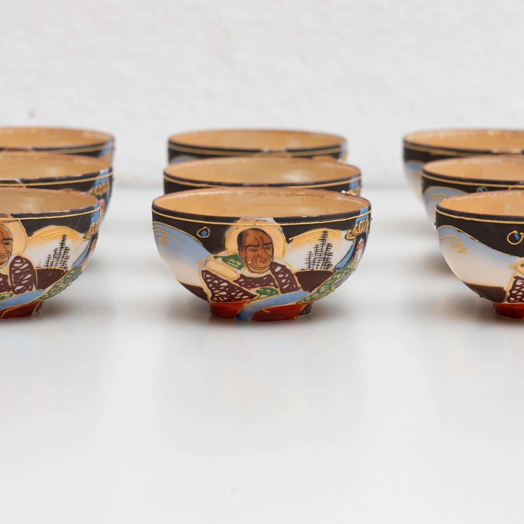 Traditionelles antikes japanisches Porzellan-Teeset mit 23 Pieces, um 1950 4