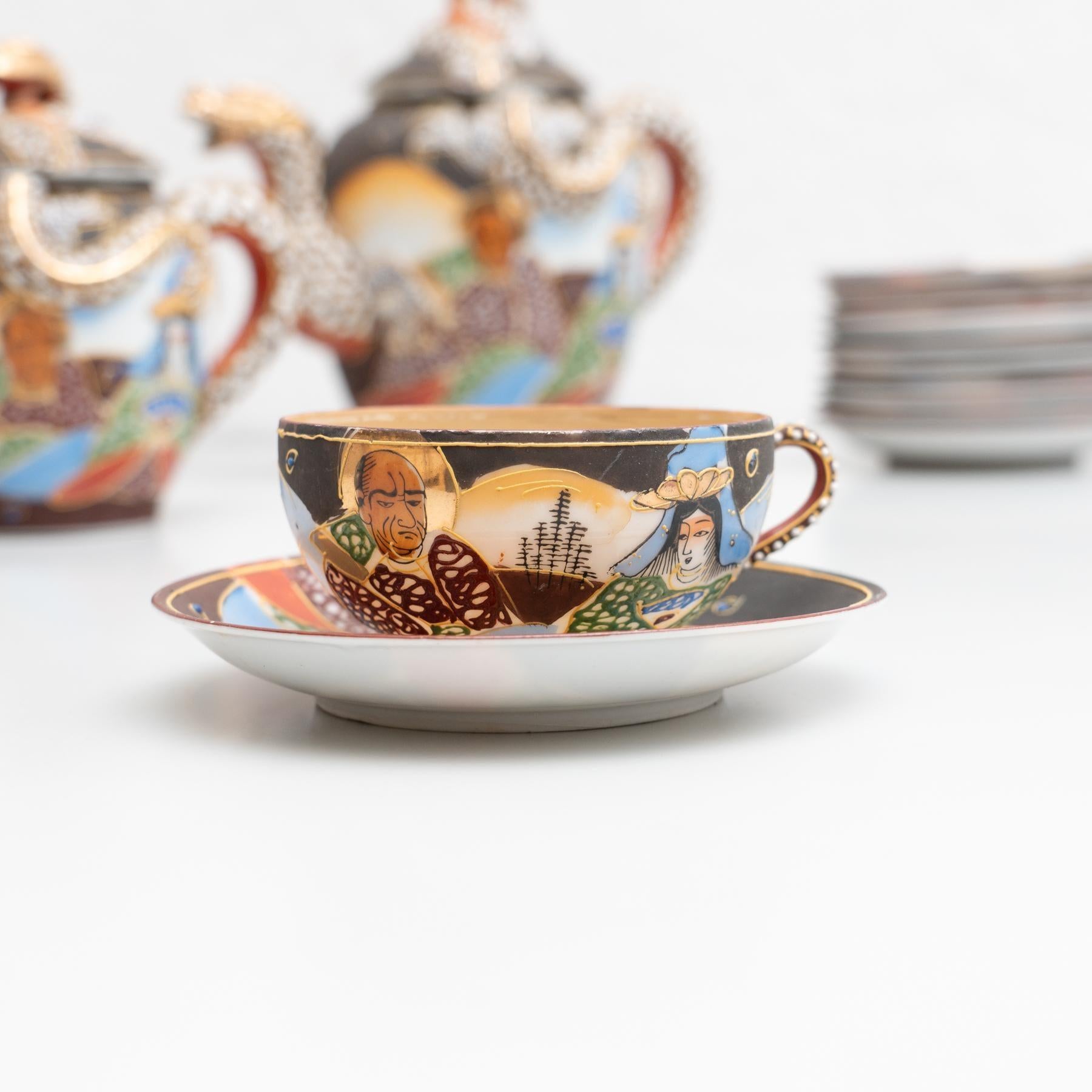 Traditionelles antikes japanisches Porzellan-Teeset mit 23 Pieces, um 1950 (Japanisch)
