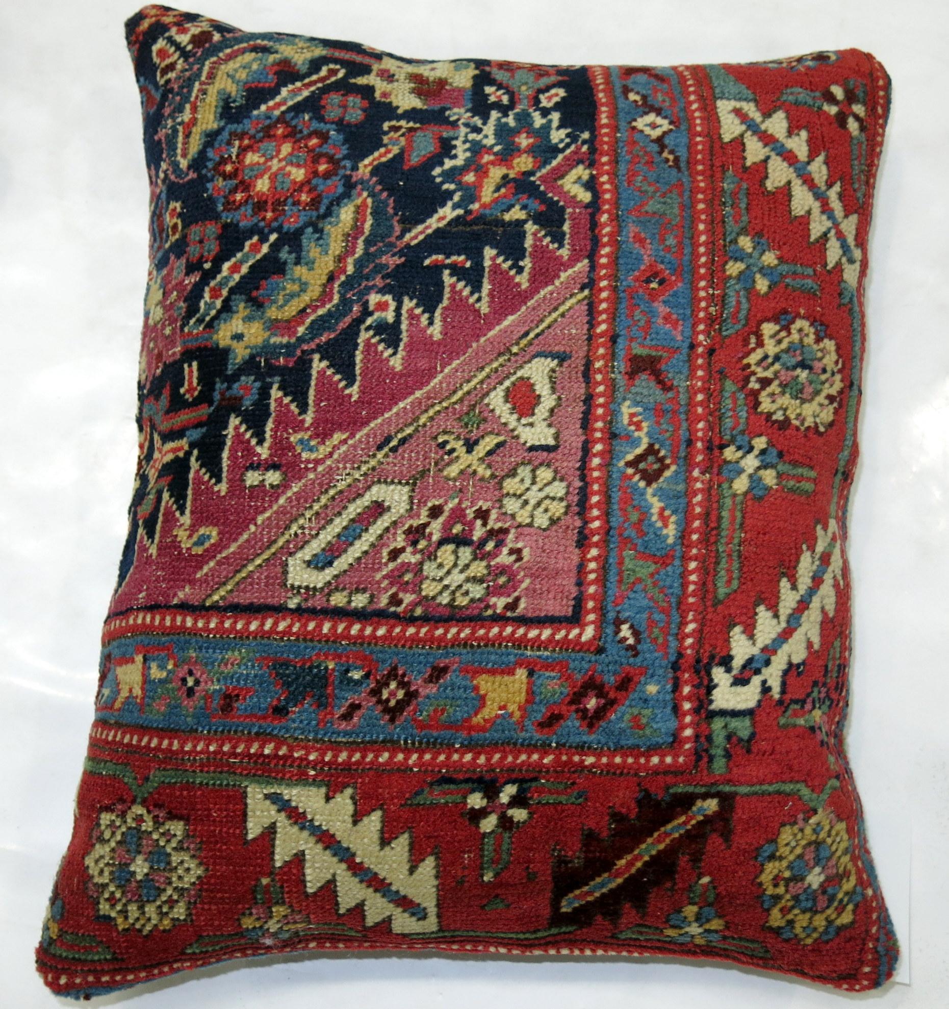 Agra Traditional Antique Karabagh Rug Pillow For Sale