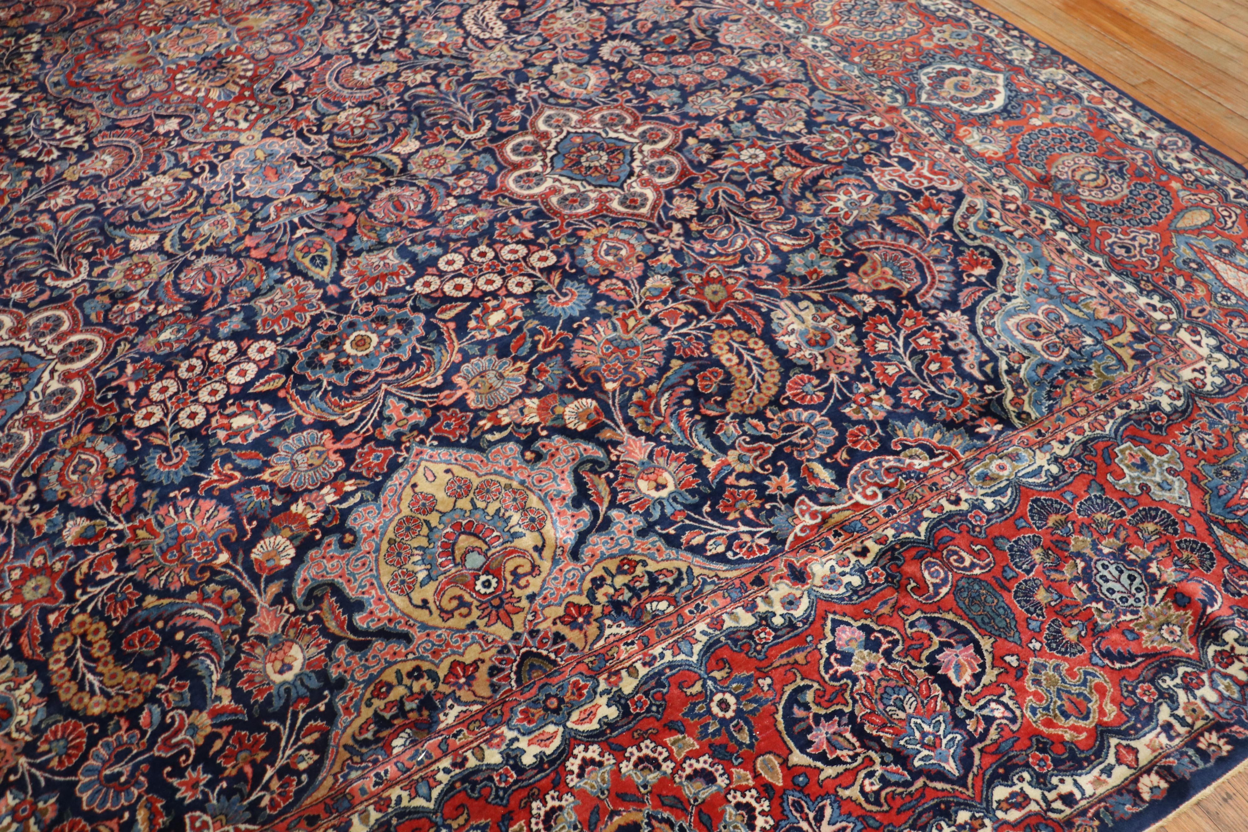 Hand-Woven Traditional Antique Kashan Rug For Sale