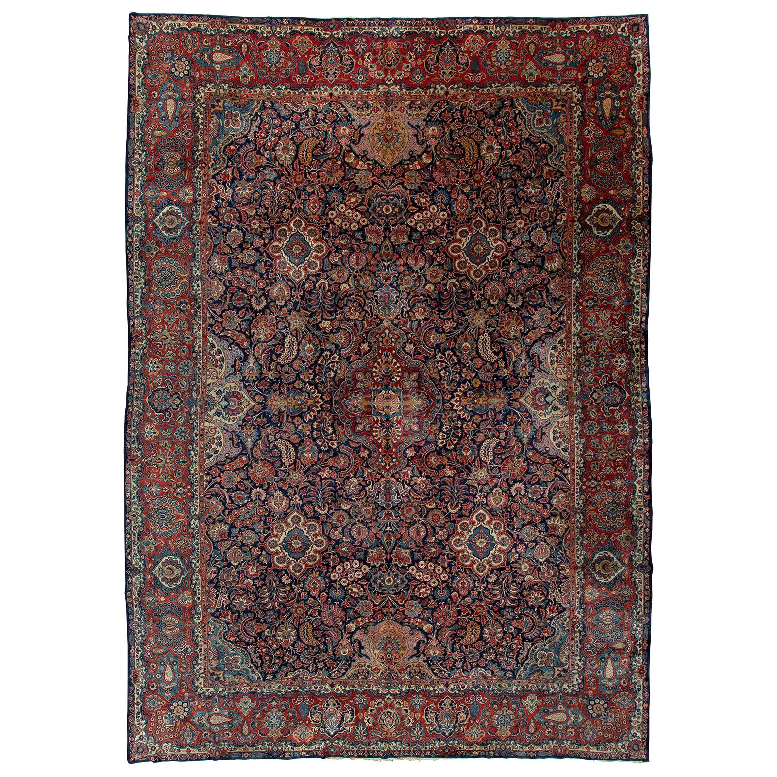 Antiker Kashan-Teppich im traditionellen Stil