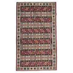 Traditional Antique Rug Pirot Kilim Handwoven Striped Wool Area Rug