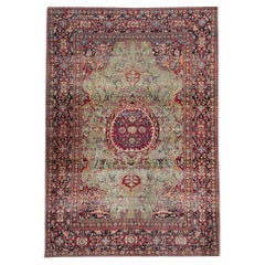 Traditional Antique Rugs Handknotted Oriental Area Green Wool Carpet