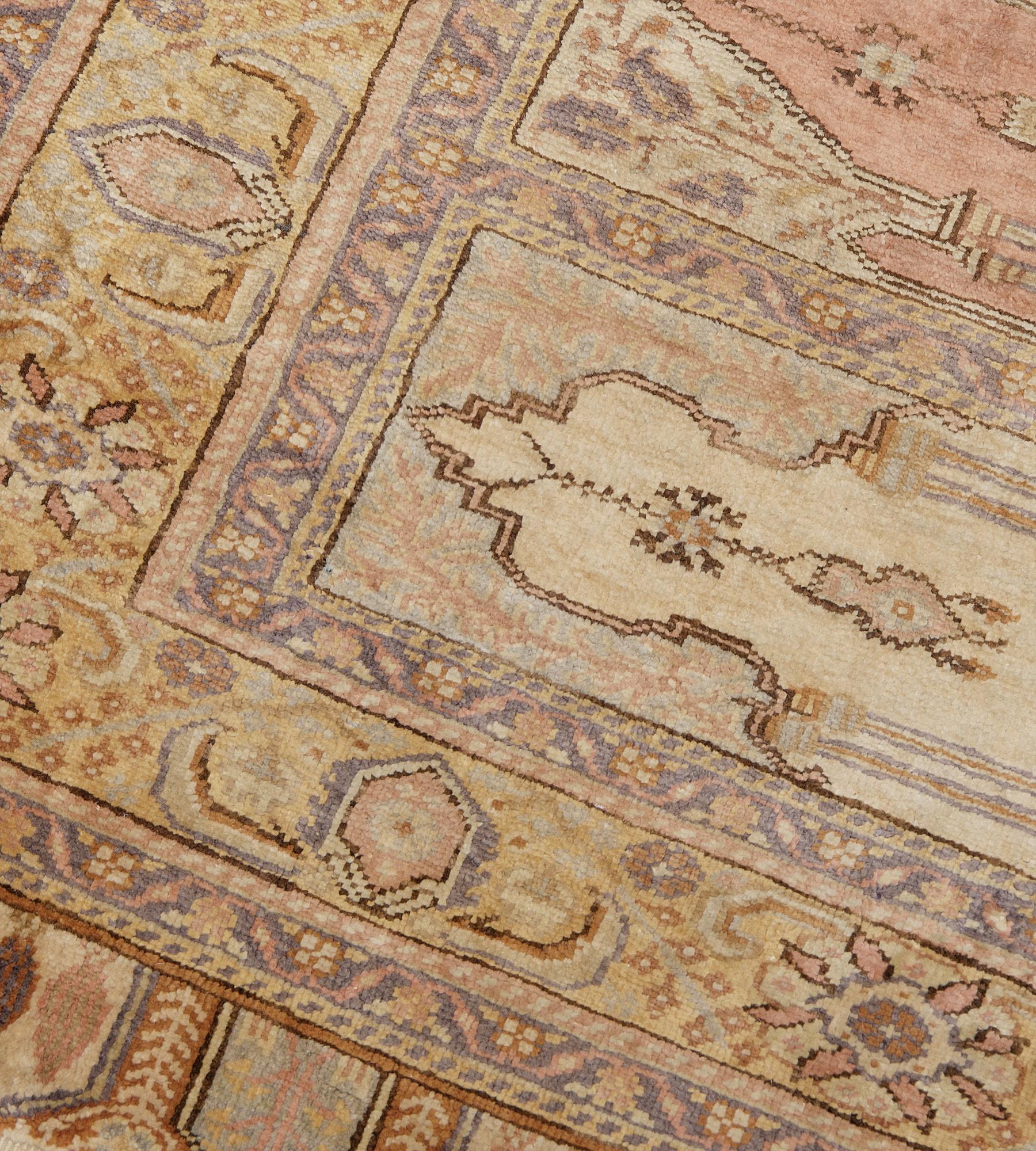 Hand-Woven Traditional Antique Silk Golden Turkish Kayseri Runner For Sale