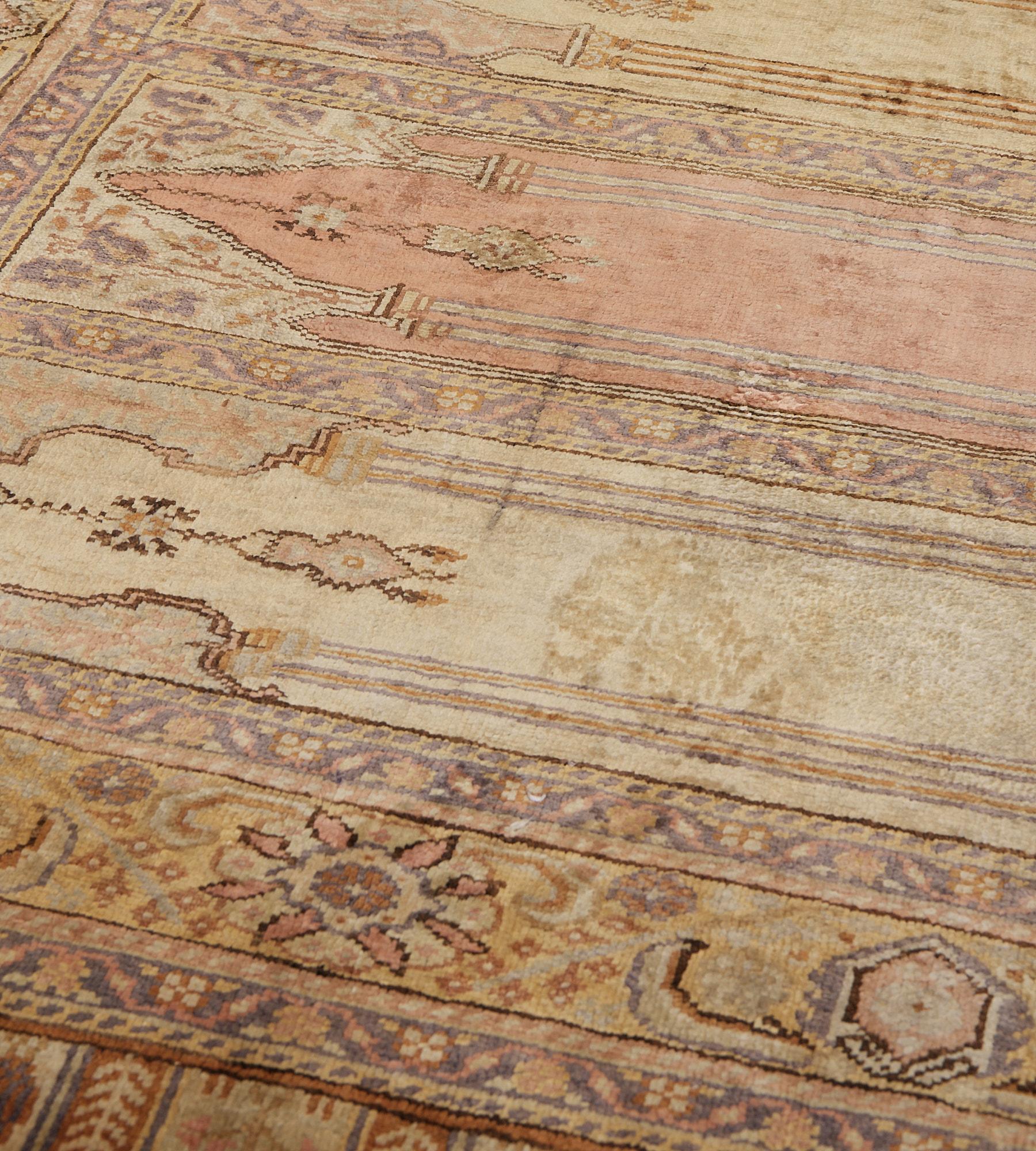 Traditional Antique Silk Golden Turkish Kayseri Runner In Good Condition For Sale In West Hollywood, CA