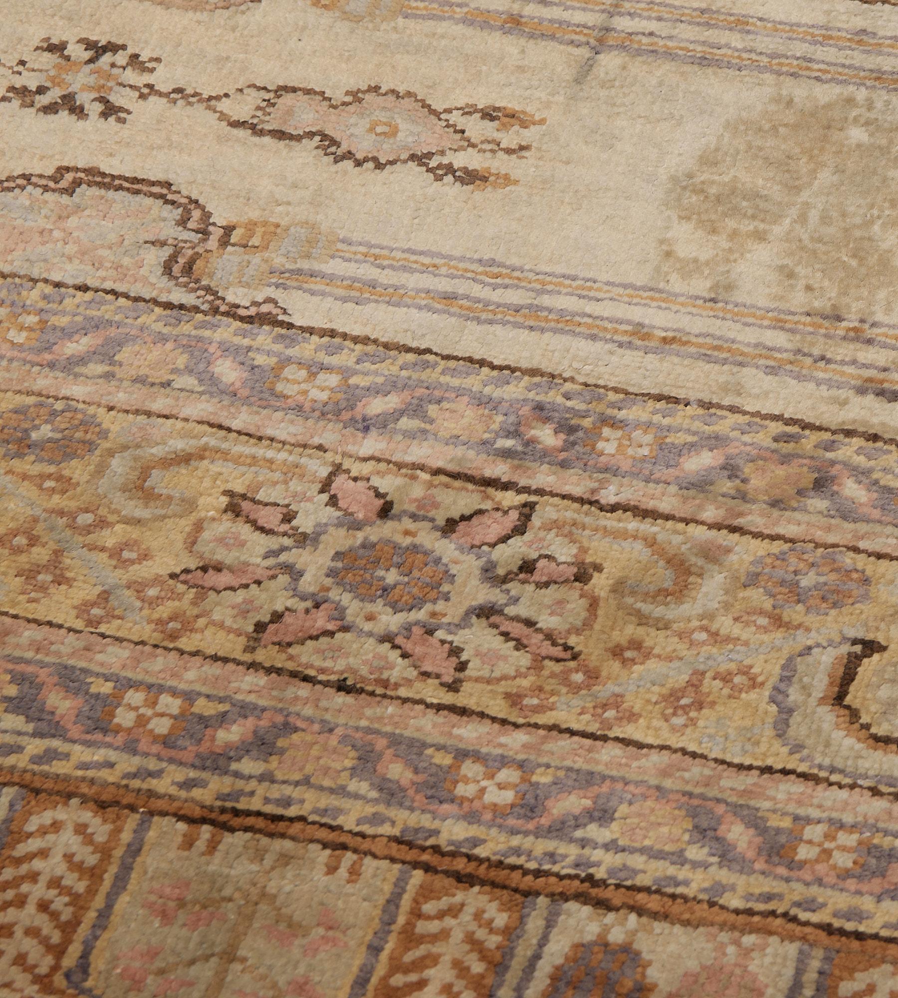 20th Century Traditional Antique Silk Golden Turkish Kayseri Runner For Sale