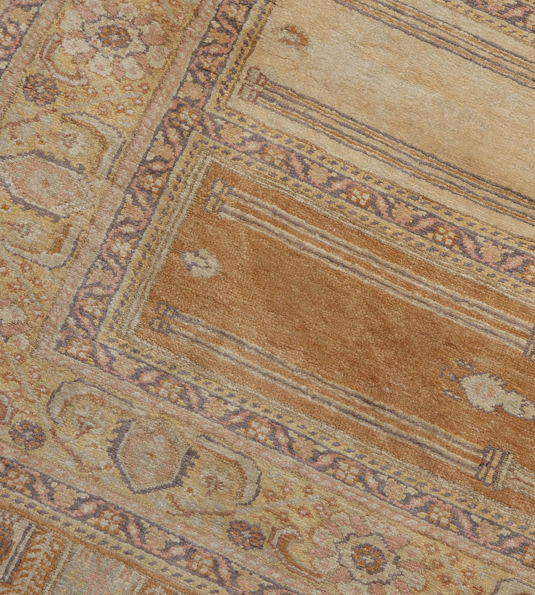Traditional Antique Silk Golden Turkish Kayseri Runner For Sale 2