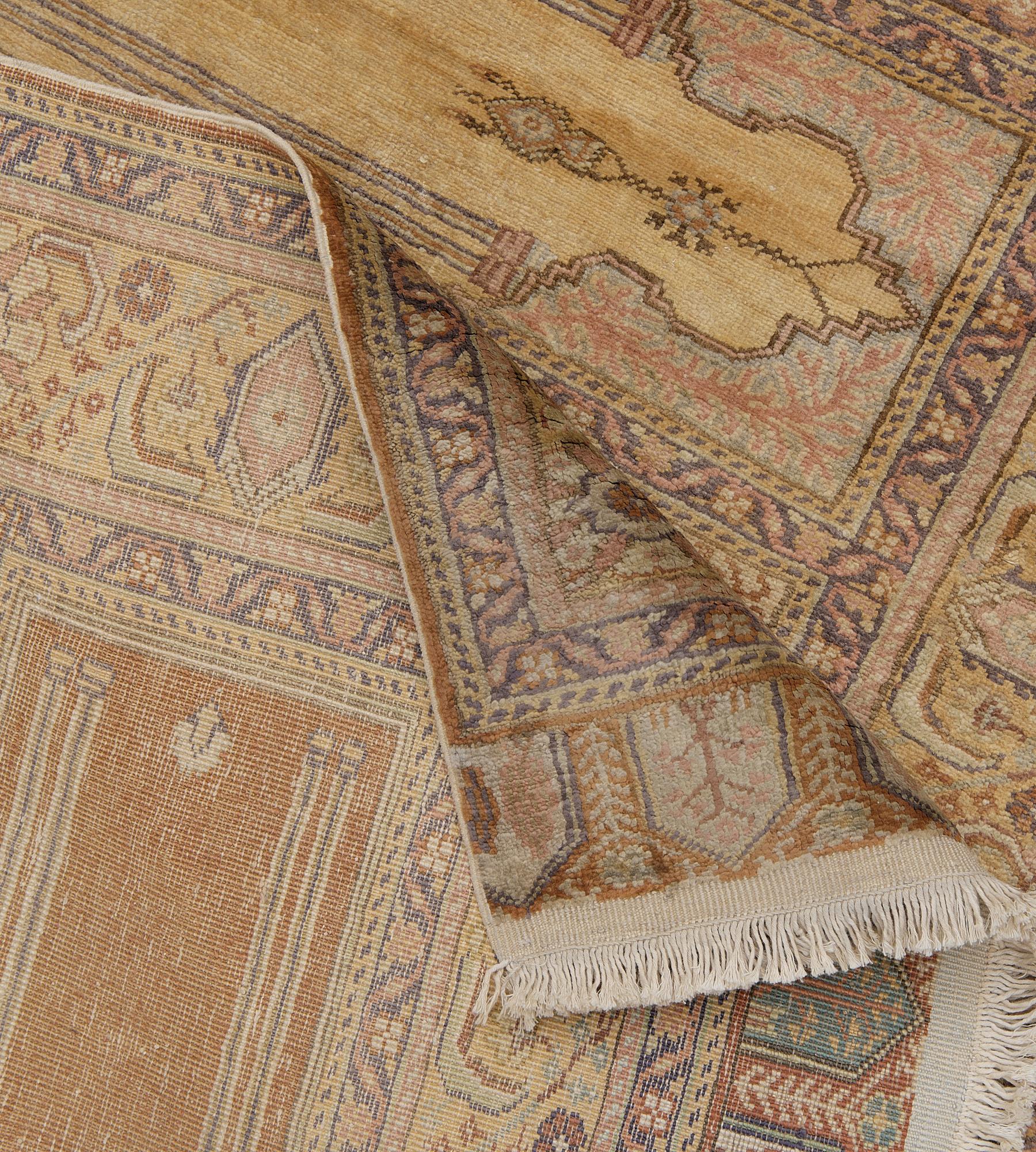 Traditional Antique Silk Golden Turkish Kayseri Runner For Sale 3
