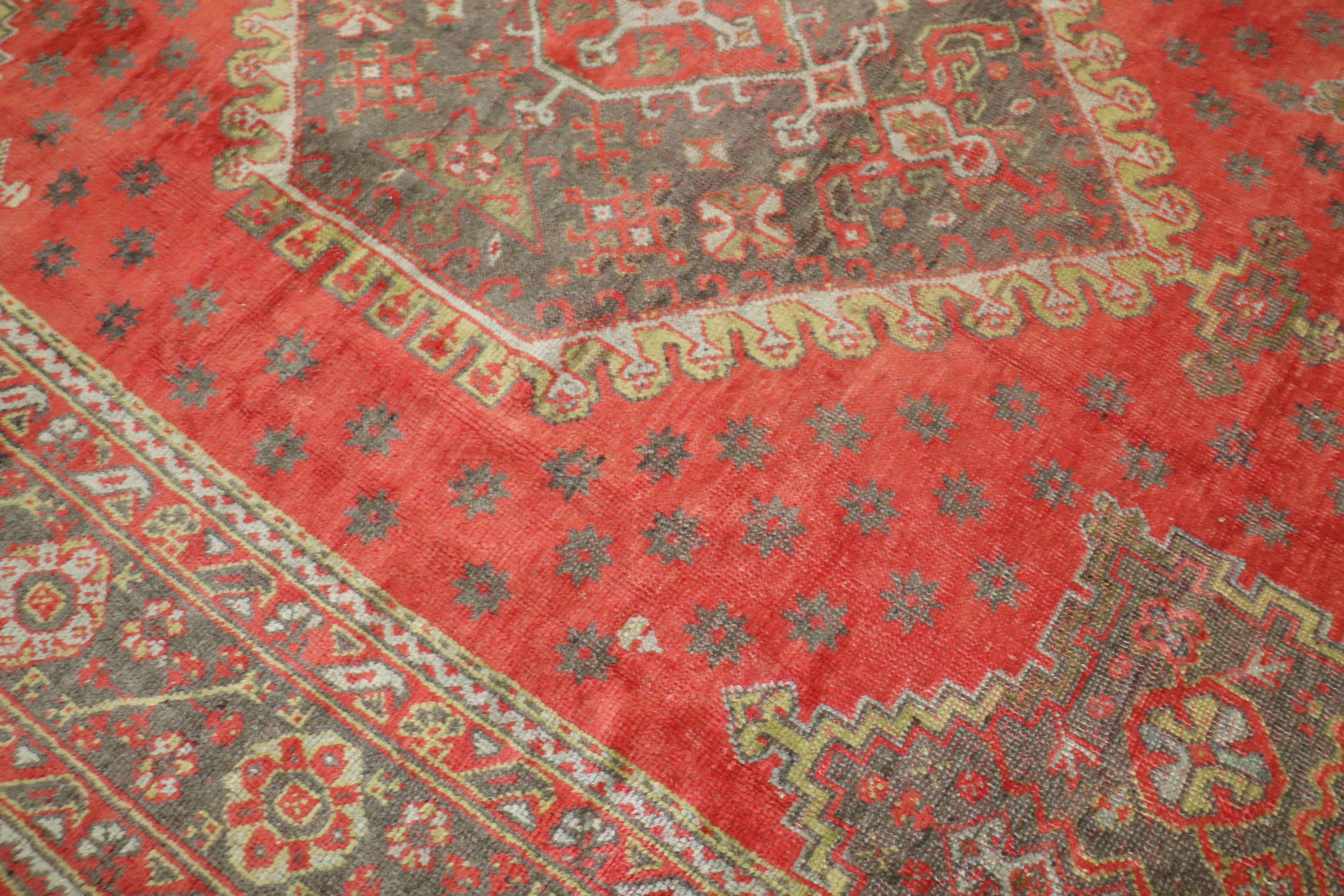Hand-Woven Traditional Antique Turkish Oushak Carpet, 20th Century For Sale