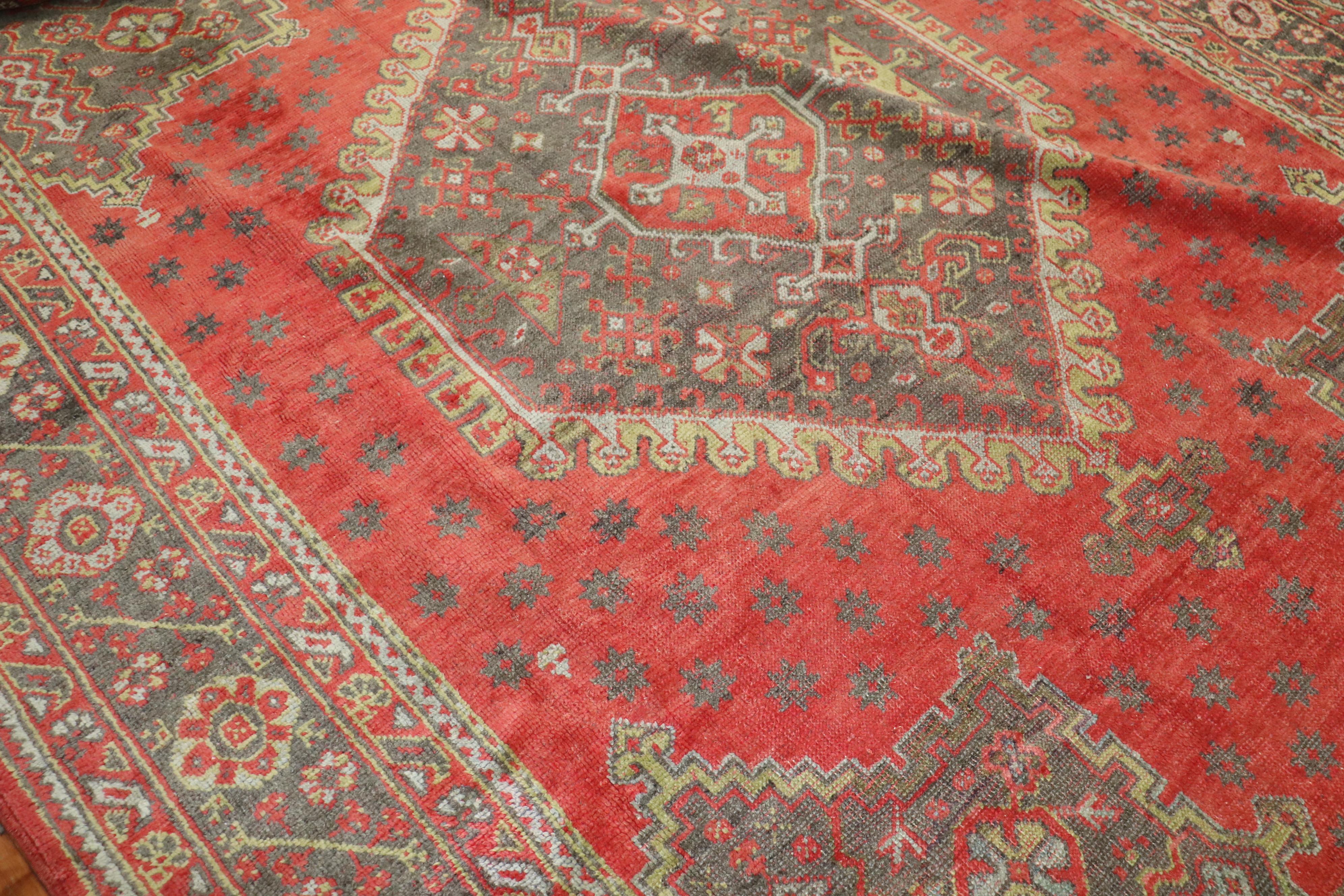 Wool Traditional Antique Turkish Oushak Carpet, 20th Century For Sale