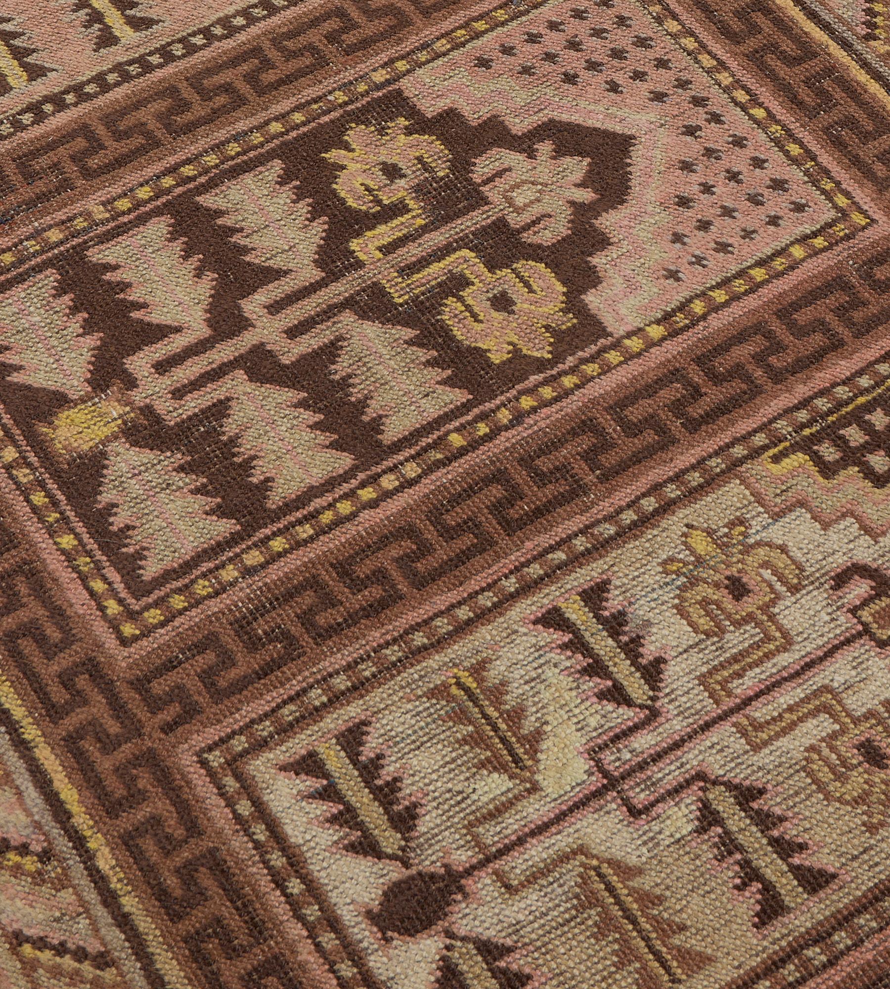 East Turkestani Traditional Antique Wool Hand-woven Khotan Runner For Sale