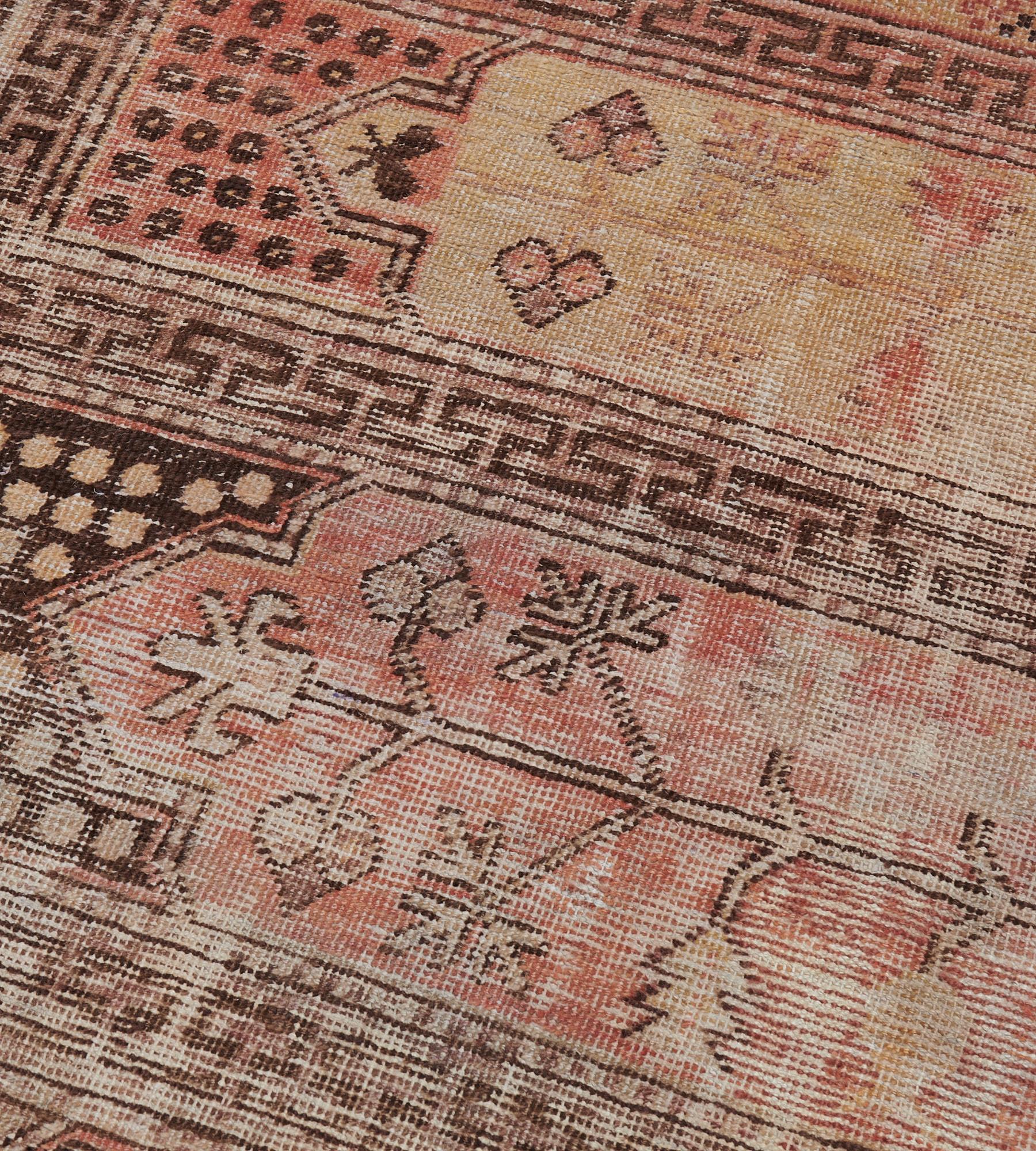 Laine Tapis traditionnel Khotan en laine ancienne 3'4