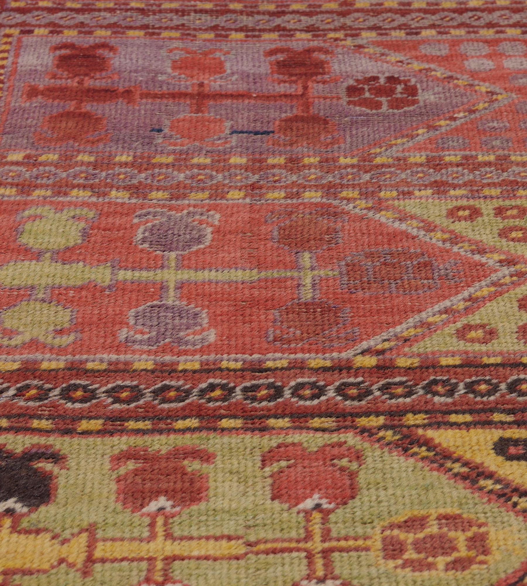 East Turkestani Traditional Antique Wool Panels Floral Khotan Runner For Sale