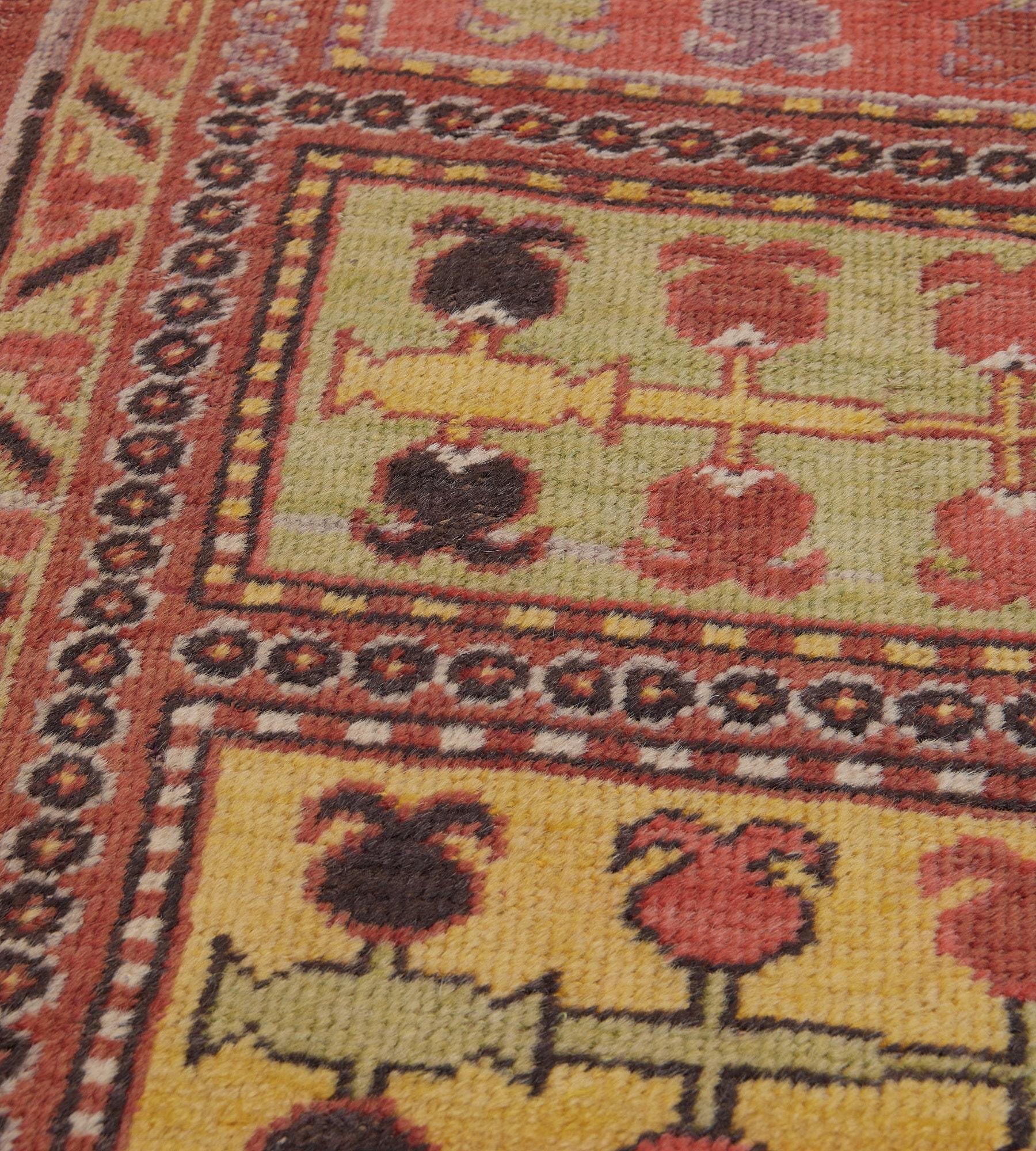 Hand-Knotted Traditional Antique Wool Panels Floral Khotan Runner For Sale