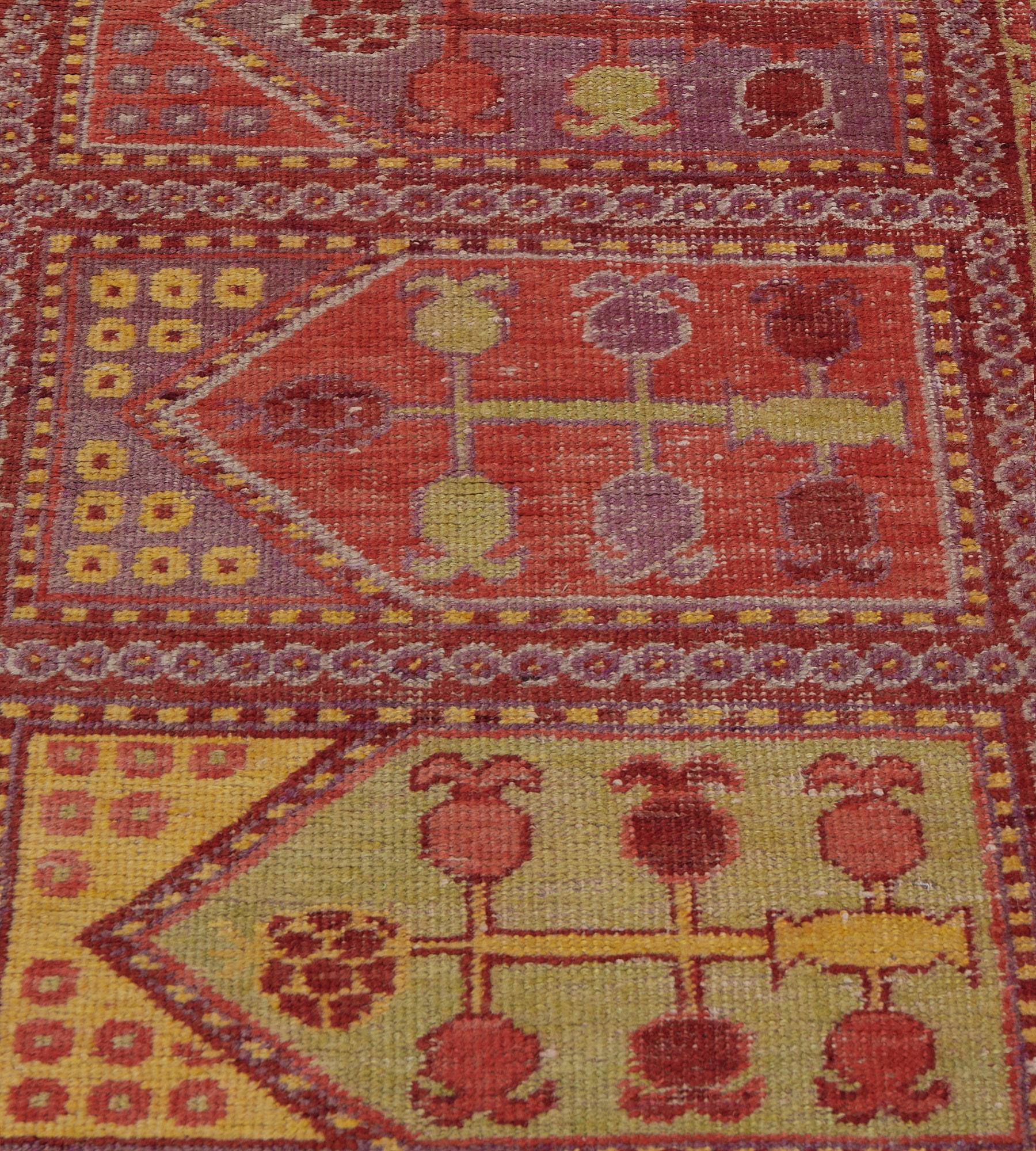 19th Century Traditional Antique Wool Panels Floral Khotan Runner For Sale