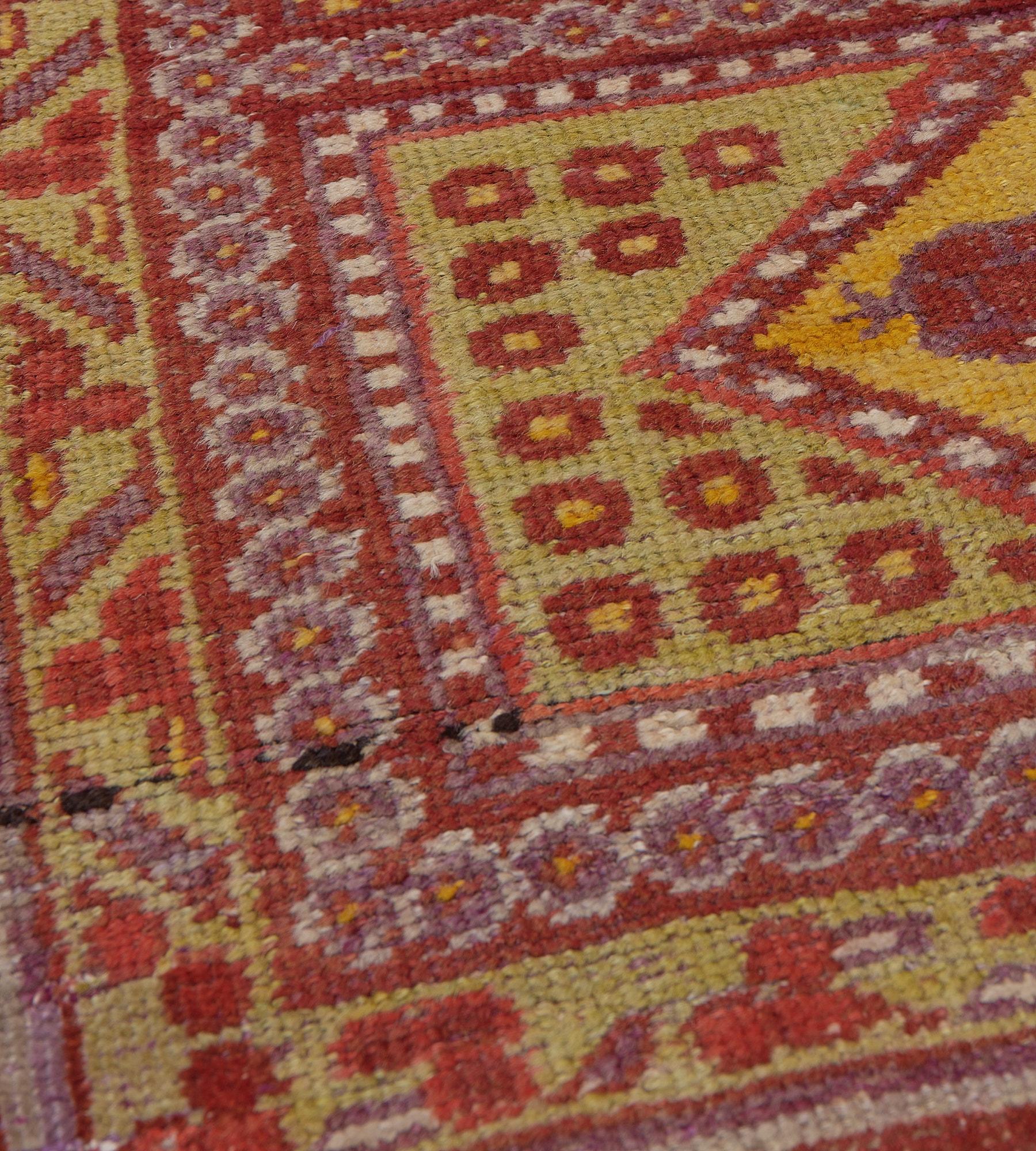 Traditional Antique Wool Panels Floral Khotan Runner For Sale 1