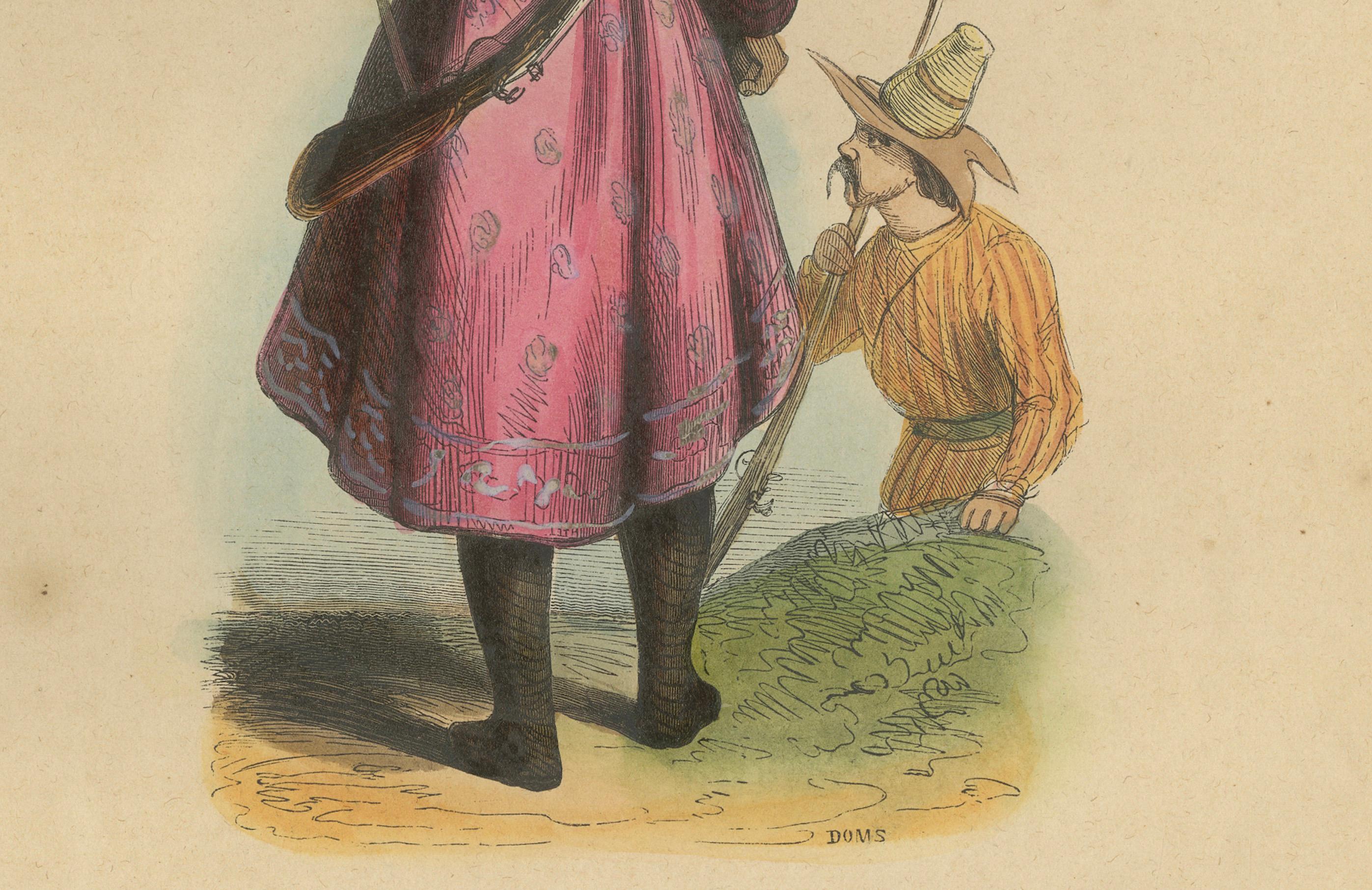 Mid-19th Century Traditional Archery and Infantry Gear: Kyrgyz and Kalmyk Warriors in 1844 For Sale