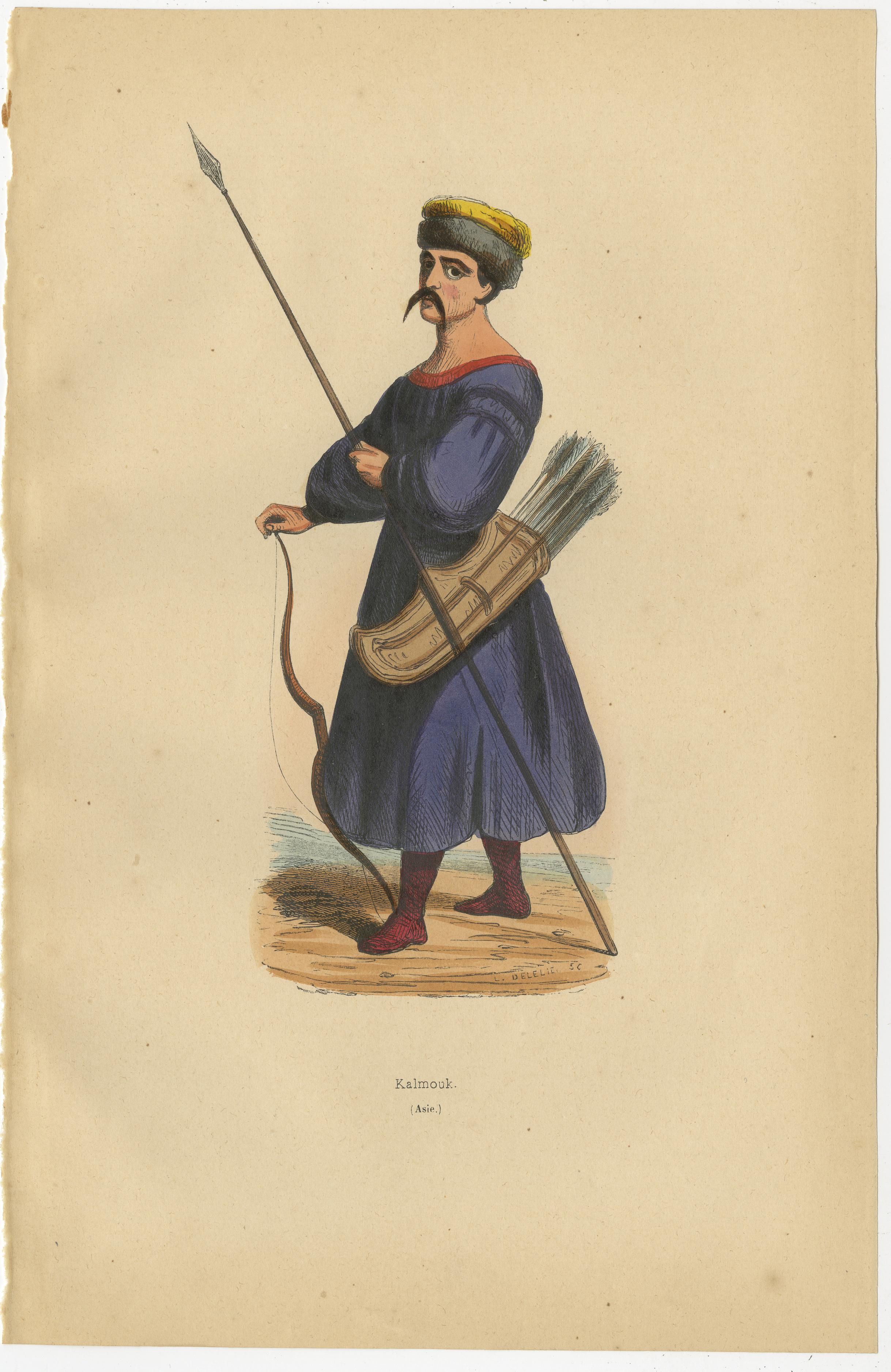 Traditional Archery and Infantry Gear: Kyrgyz and Kalmyk Warriors in 1844 For Sale 2