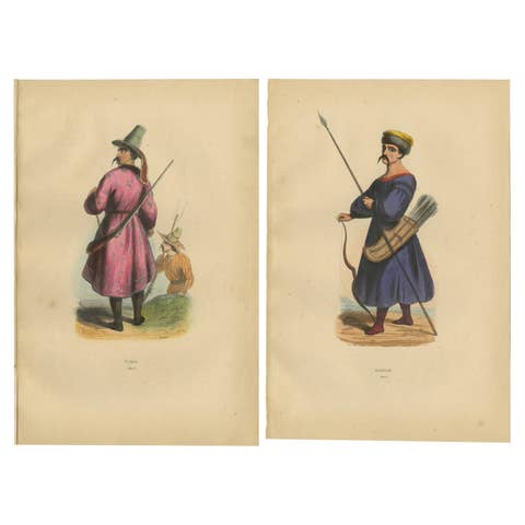 Traditional Archery and Infantry Gear: Kyrgyz and Kalmyk Warriors, 1844