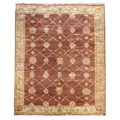 Traditional Area Rug Handmade Wool Brown Carpet Indian Zeigler