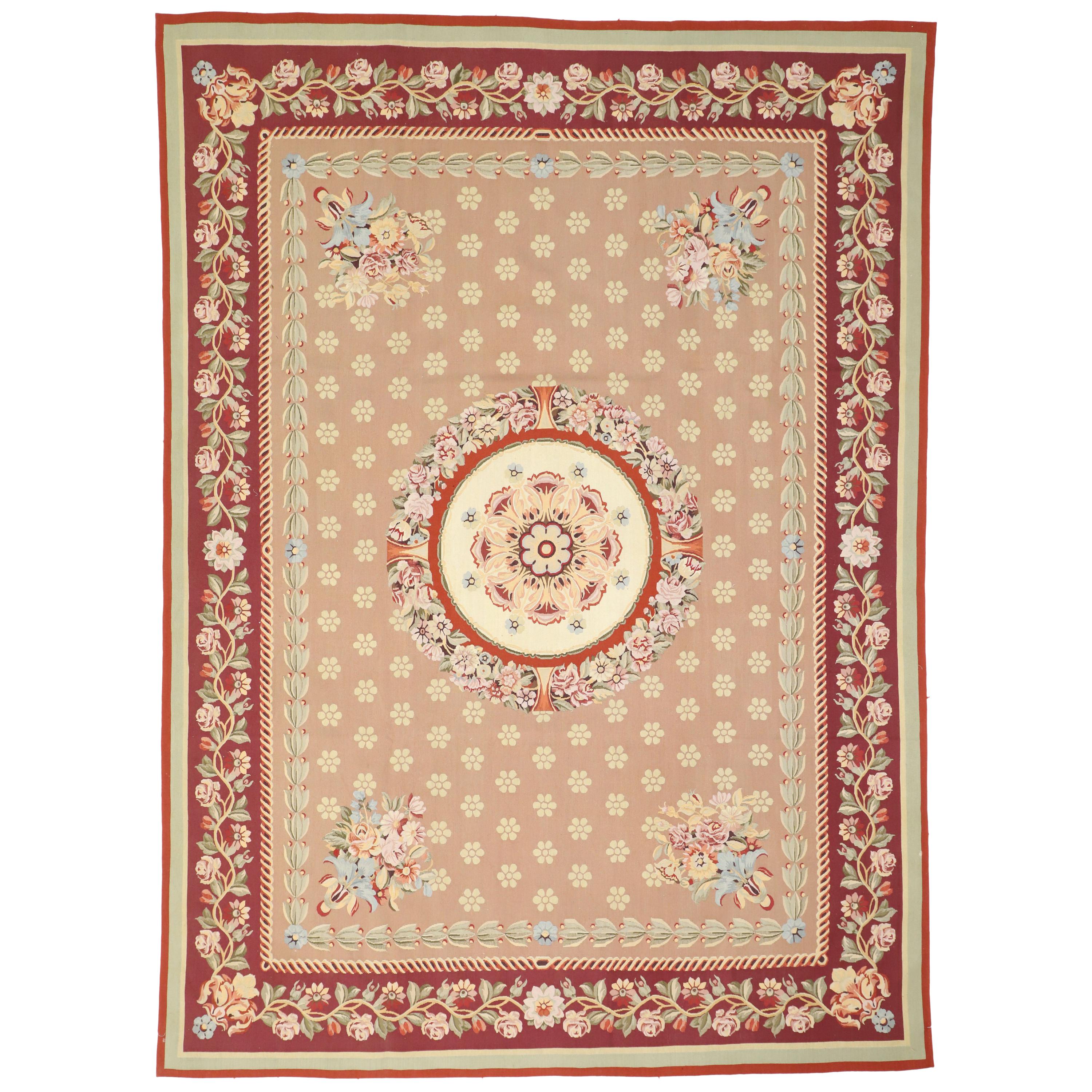 Traditional Chintz Area Rug with French Aubusson Style and Savonnerie Design