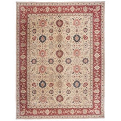 Traditional Area Rug with Red Border