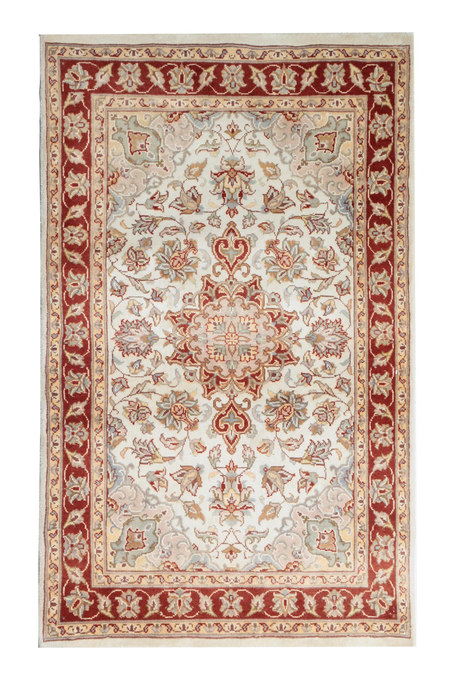 This handwoven Indian rug is a Ziegler Sultanabad carpet rug made on our looms by our master weavers in India. These handmade rugs have been made with all-natural veg dyes and hand-spun wool. The large-scale design makes Sultanabad wool rugs