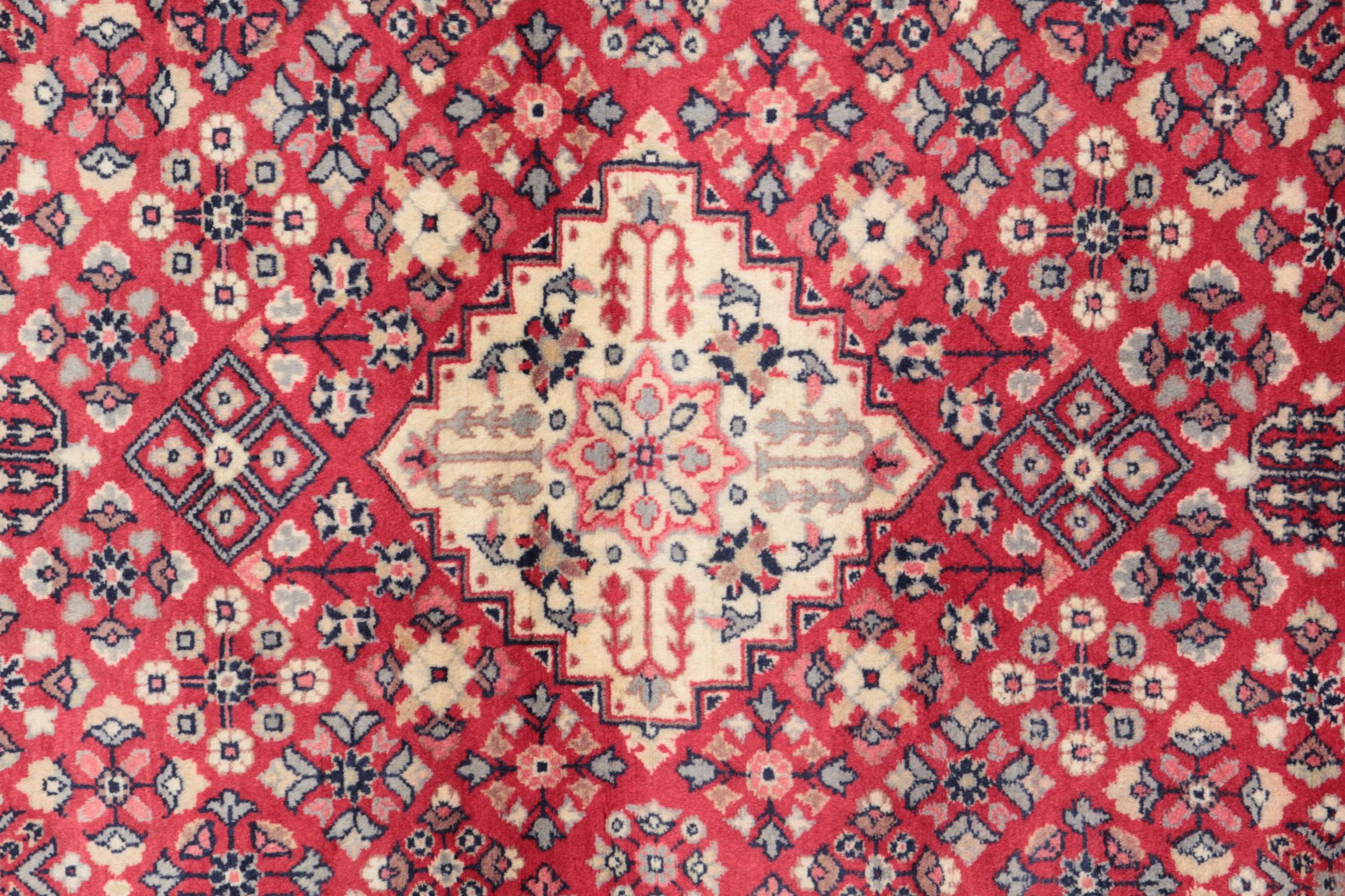 Tribal Traditional Area Rugs, Indian Carpet Red Rug, Floor Rugs for Sale 