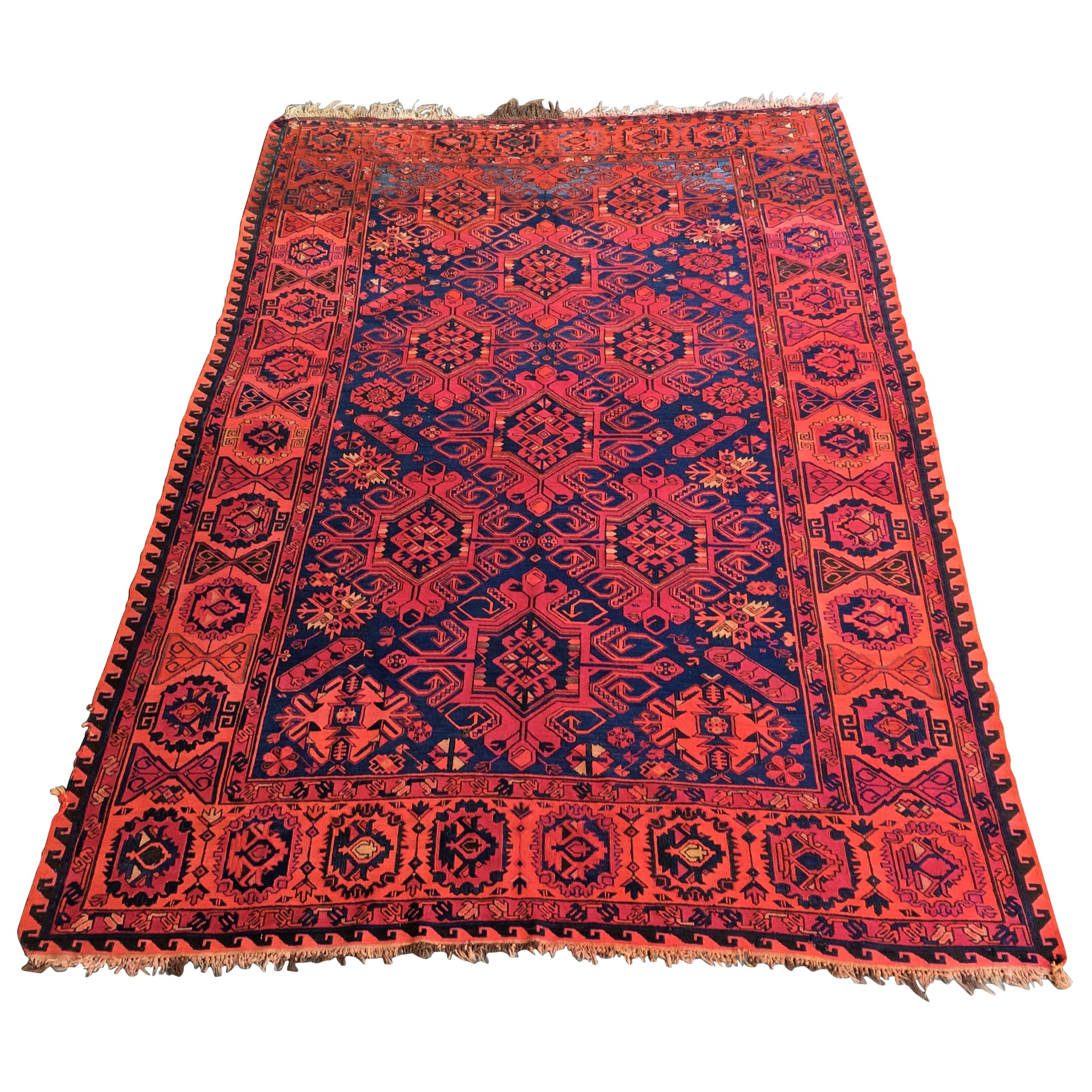 Large Traditional Hand Knotted Tribal Wool Rug, circa 1920 For Sale