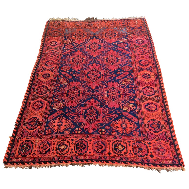 Large Traditional Hand Knotted Tribal Wool Rug, circa 1920 For Sale at