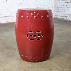 Traditional Asian Garden Stool or Plant Stand from Gumps Oxblood Glazed Ceramic