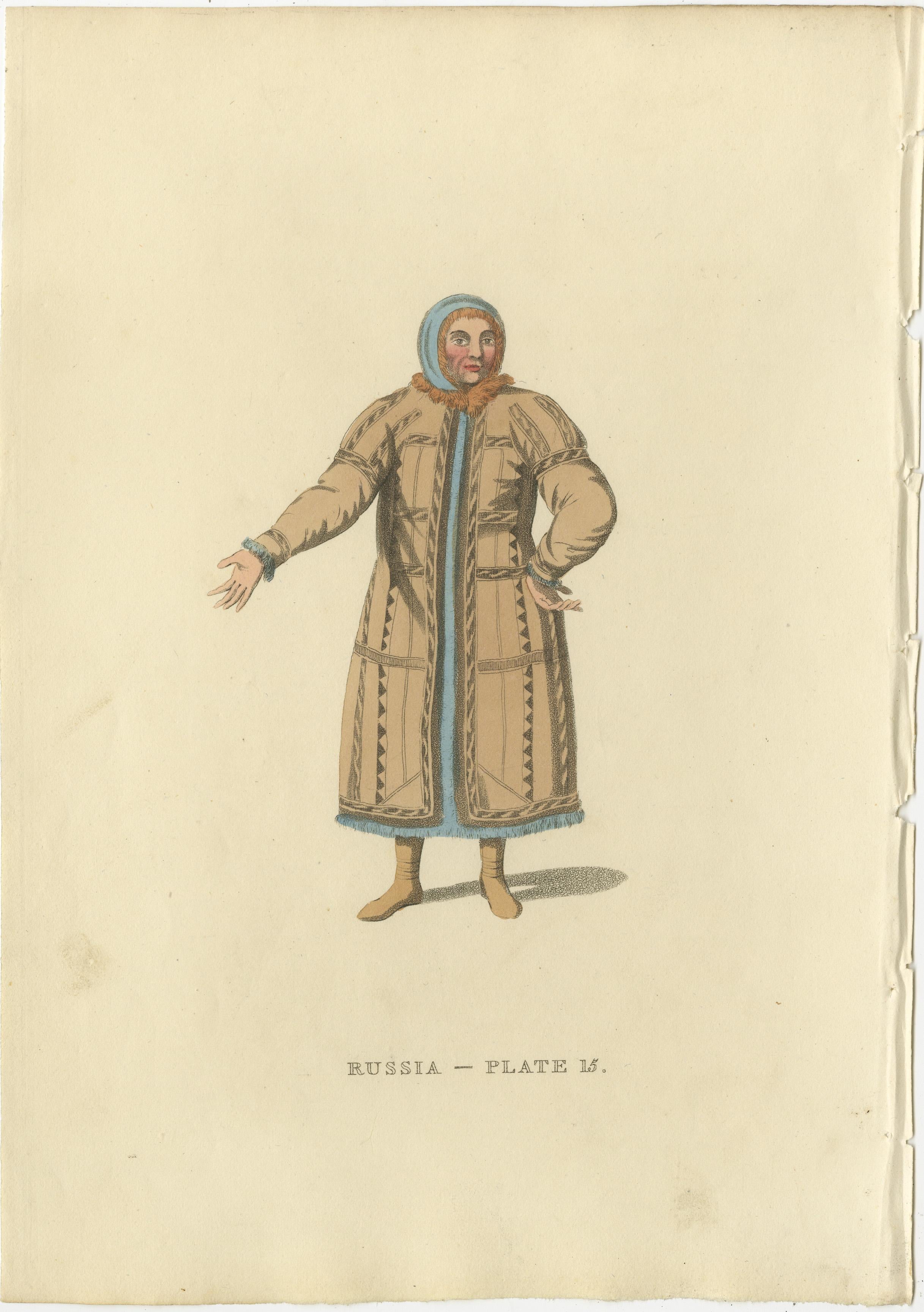 Engraved Traditional Attire of the Ostiak: A Glimpse into 19th Century Siberian Culture For Sale