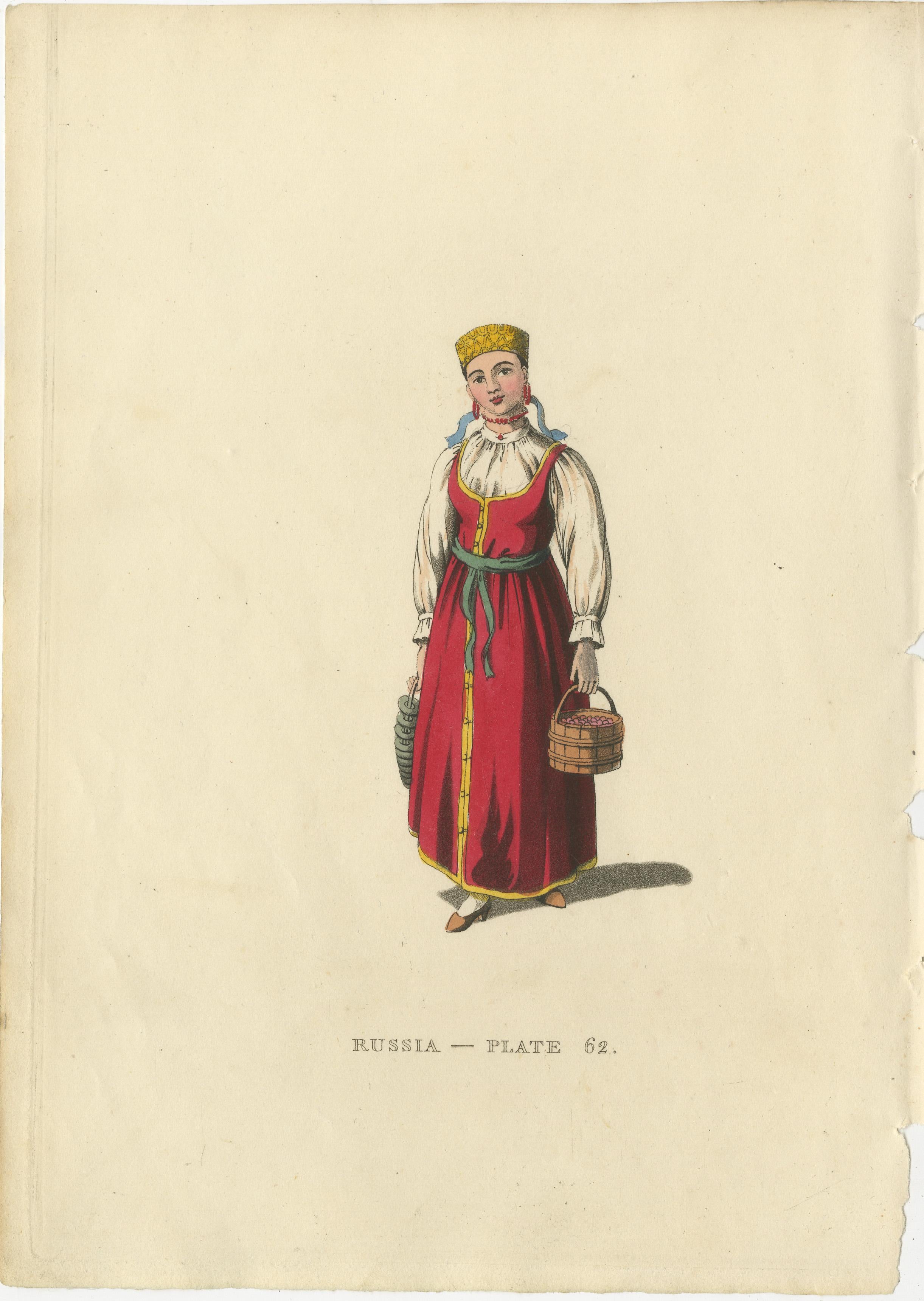 Traditional Attire of Valday: Vestiges of Russian Heritage, Published in 1814 In Good Condition For Sale In Langweer, NL