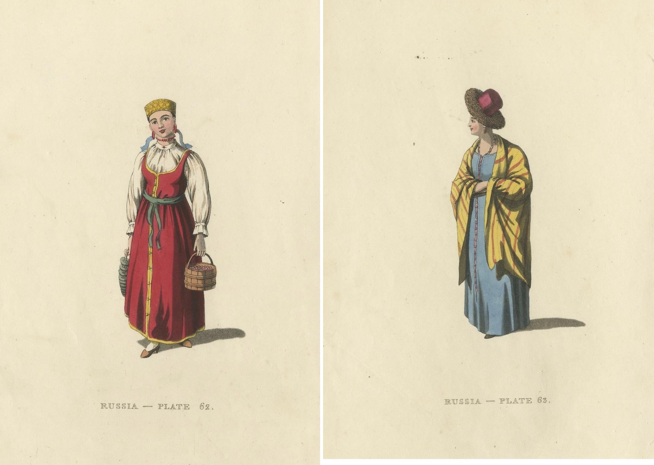 Early 19th Century Traditional Attire of Valday: Vestiges of Russian Heritage, Published in 1814 For Sale