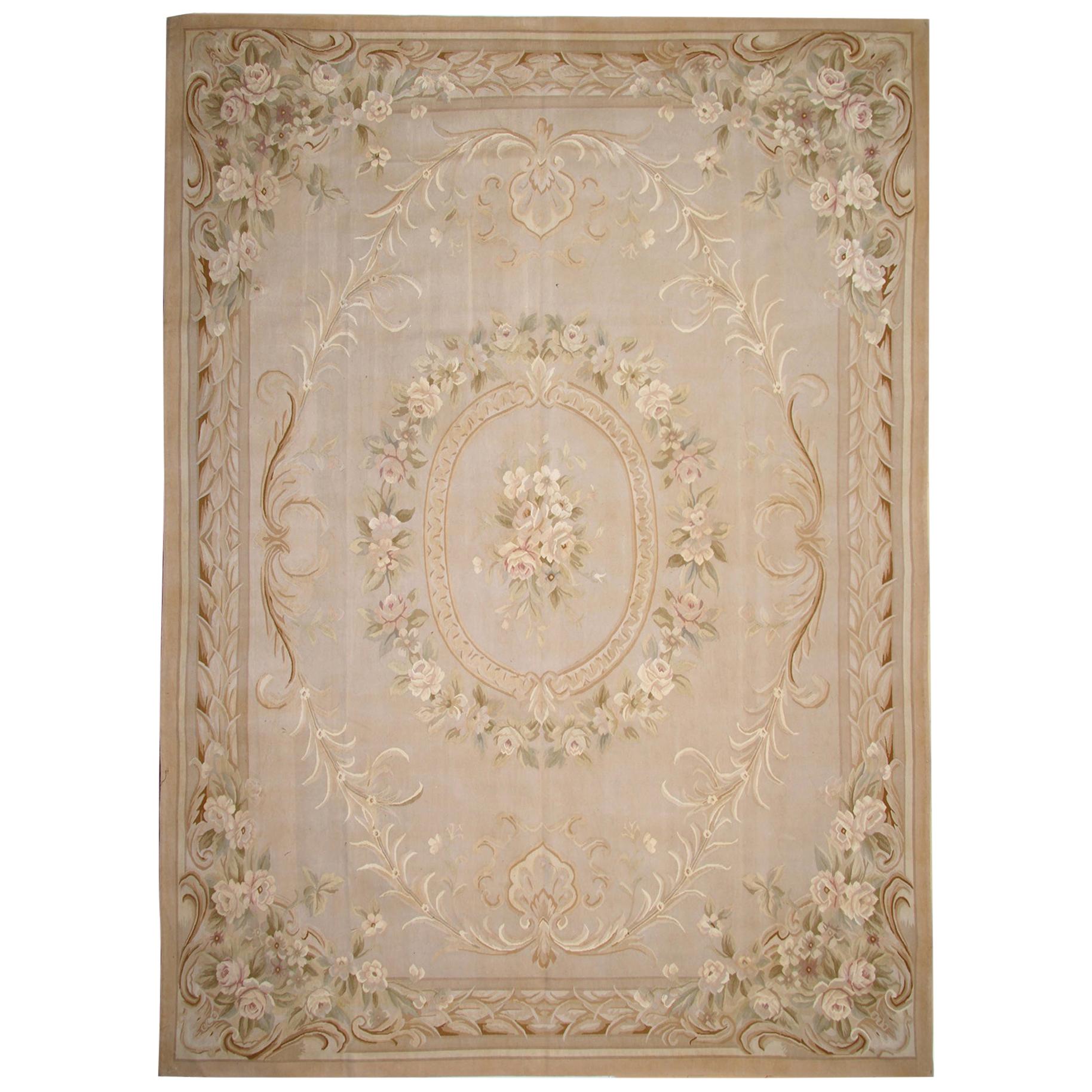 Teppich im Aubusson-Stil, handgewebter Teppich aus Wolle
