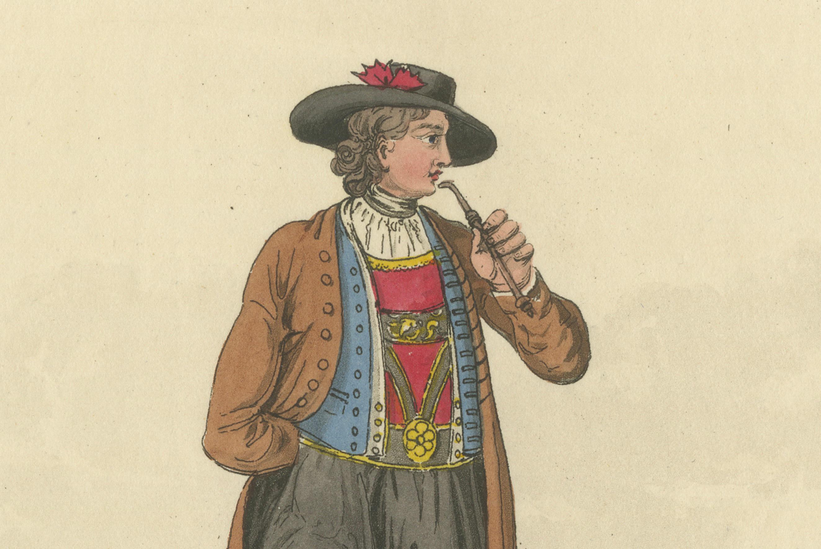 Traje Tradicional Austriaco Masculino: La Moda de la Época de la Regencia de 1804-1808 en Bueno estado para la venta en Langweer, NL