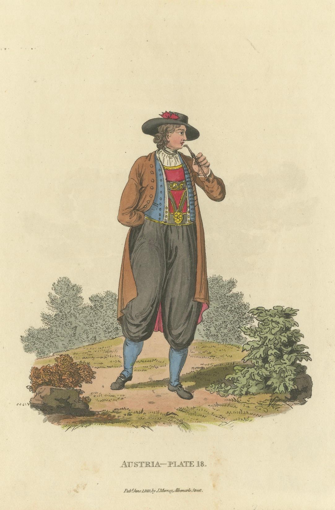 Traje Tradicional Austriaco Masculino: La Moda de la Época de la Regencia de 1804-1808 principios del siglo XIX en venta