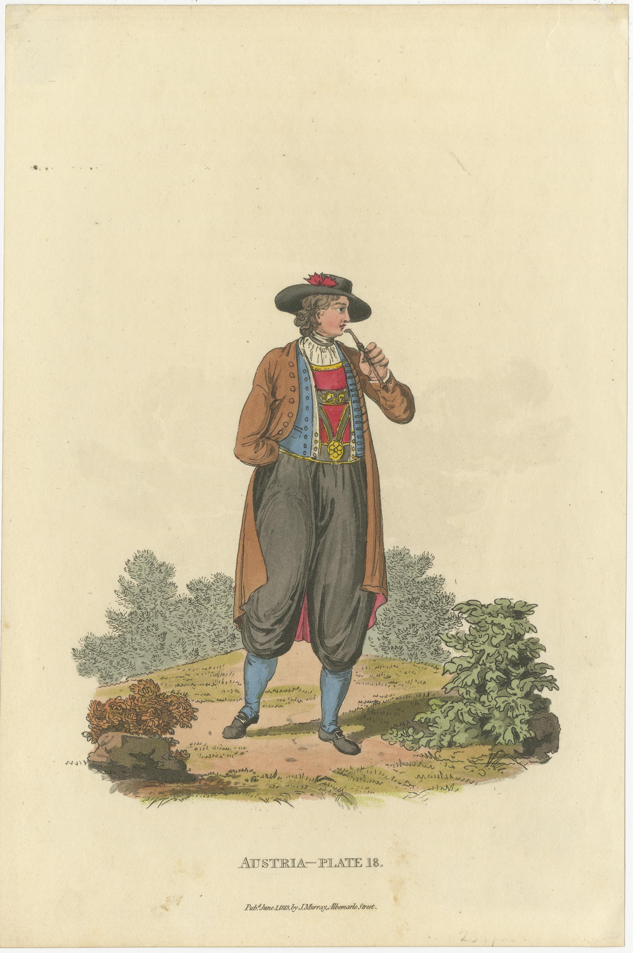 Traje Tradicional Austriaco Masculino: La Moda de la Época de la Regencia de 1804-1808 Papel en venta