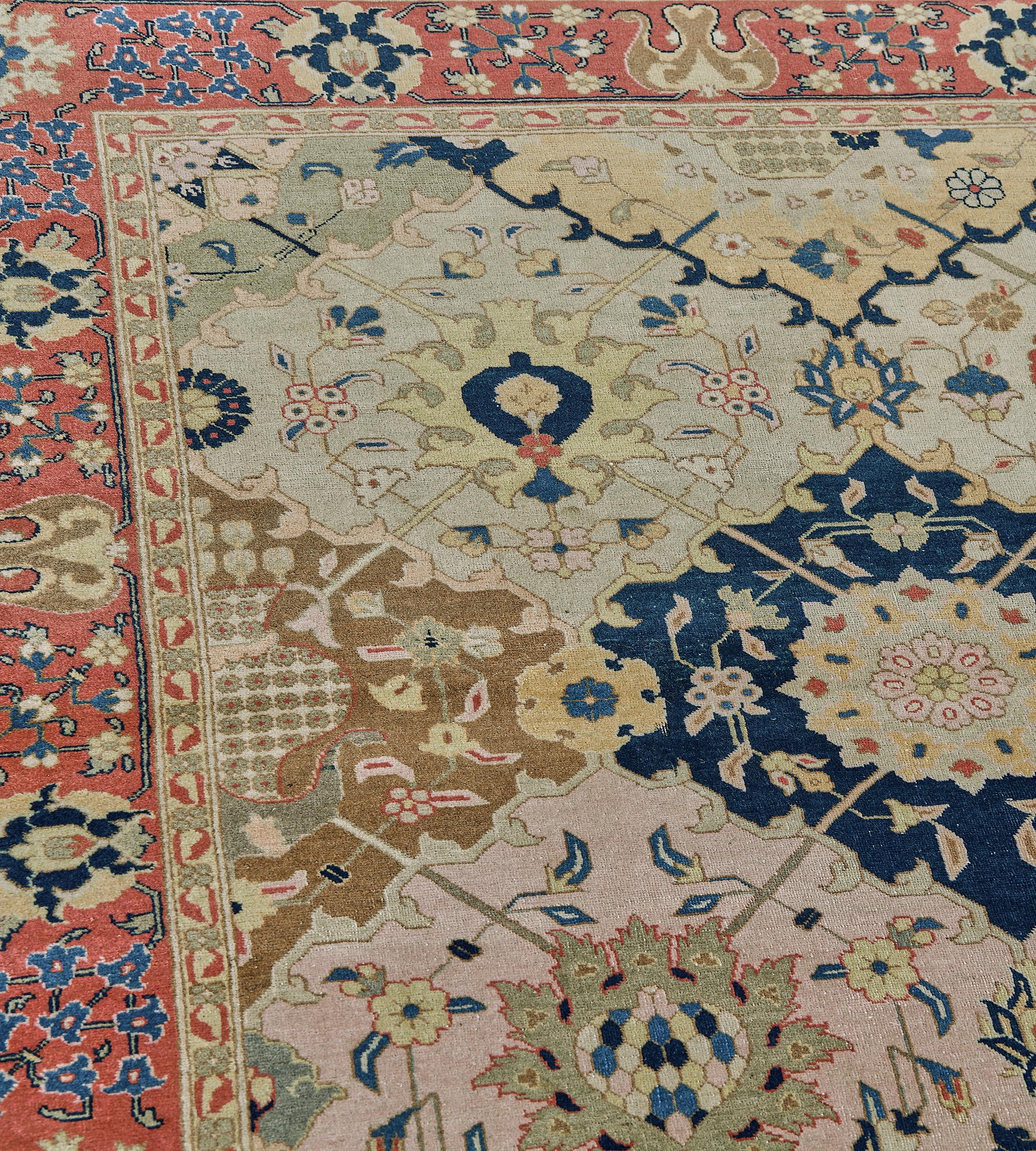 Annodato a mano Tappeto tradizionale autentico colorato in lana persiana Tabriz in vendita