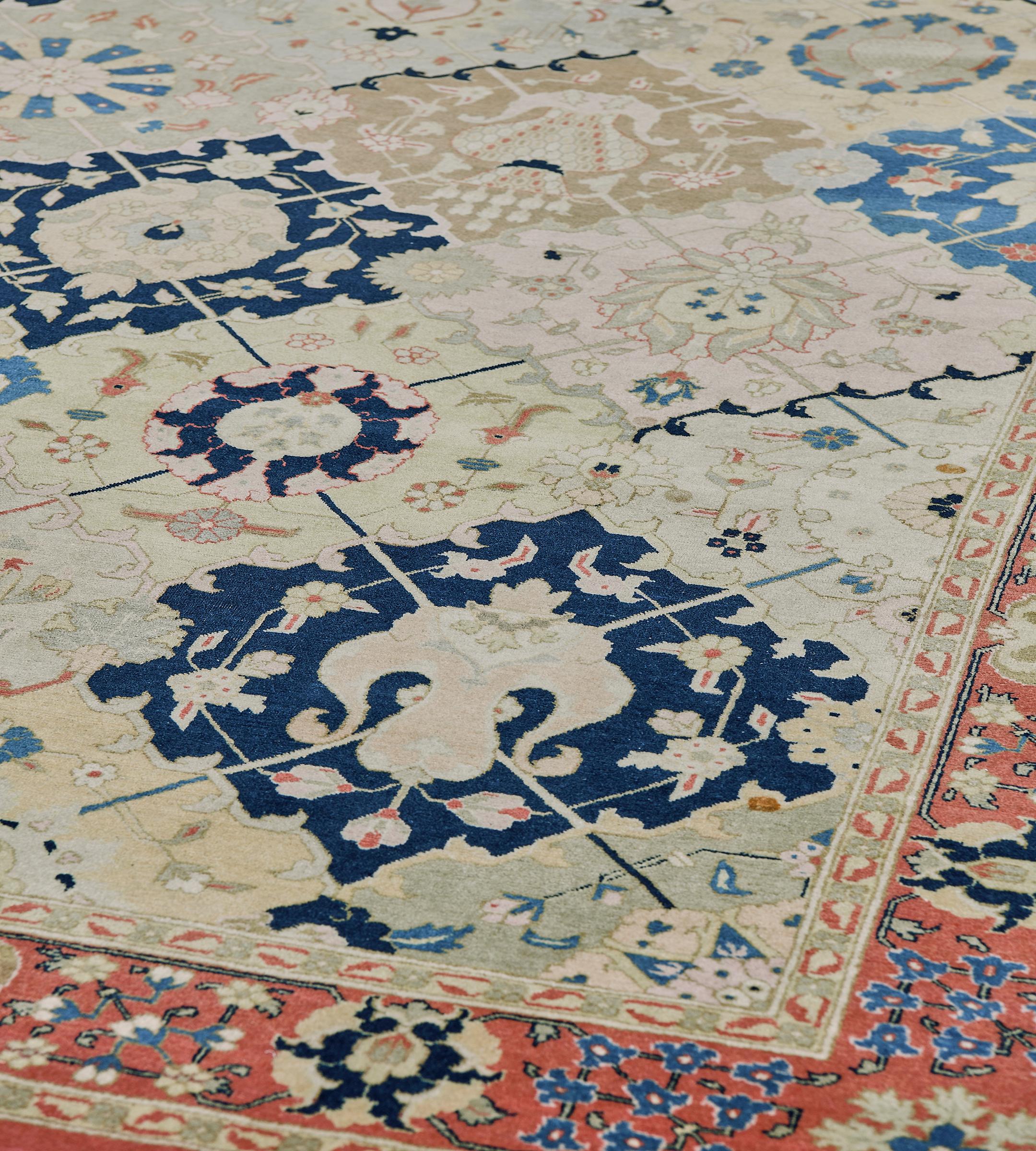XX secolo Tappeto tradizionale autentico colorato in lana persiana Tabriz in vendita