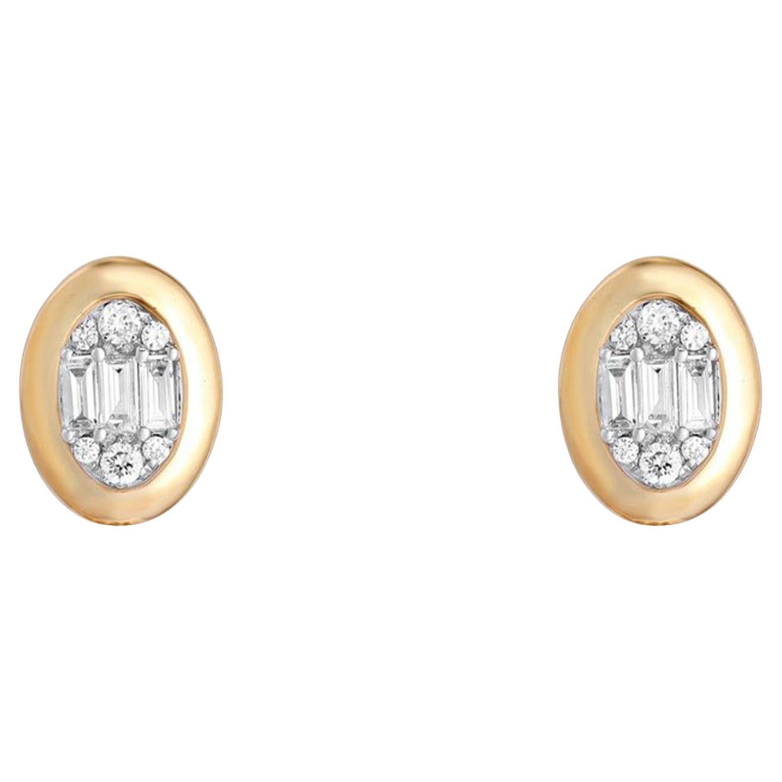 0.30ct Baguette Diamond Traditional 14K Gold Stud Earrings