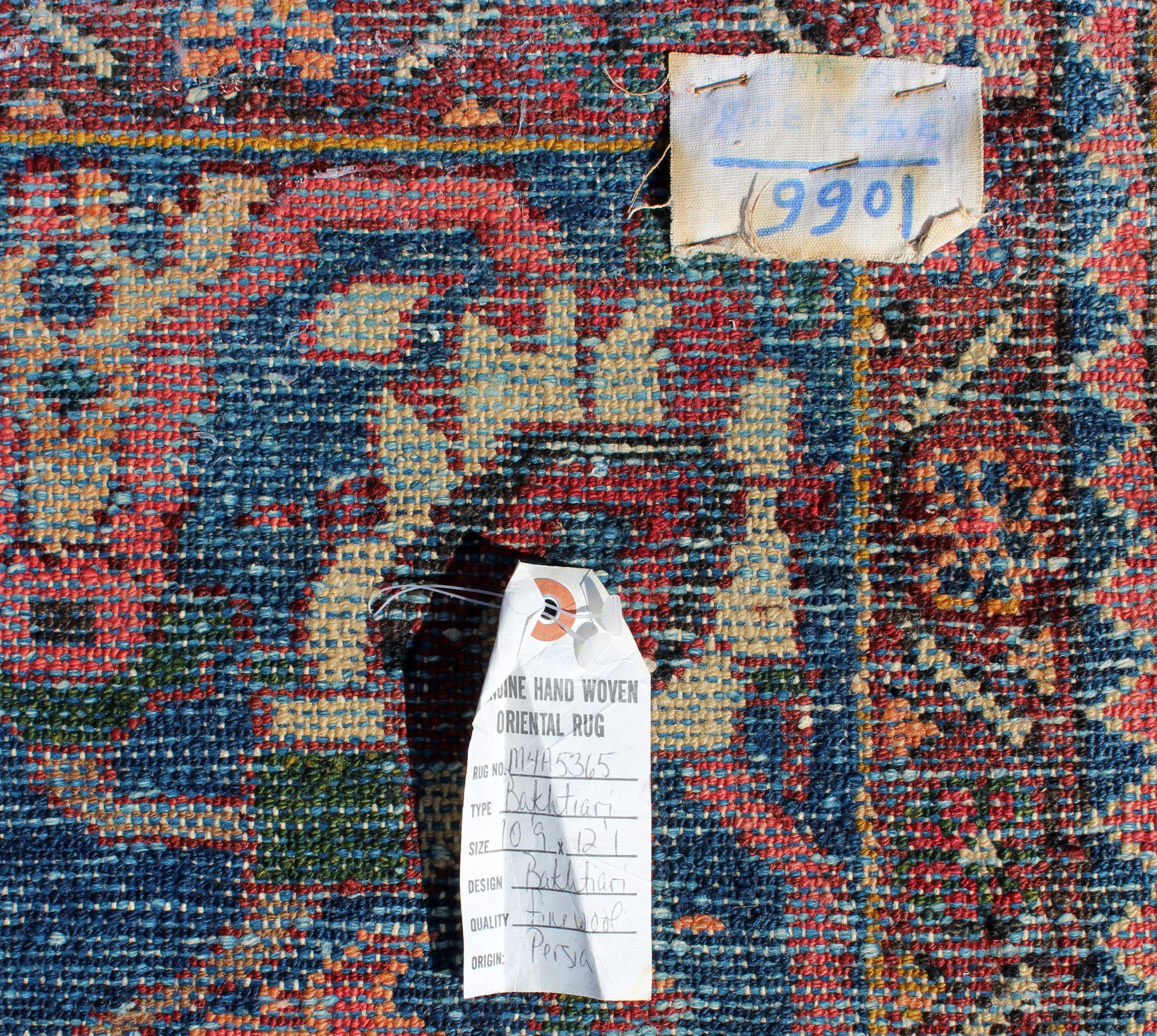 20th Century Traditional Bakhtiari Wool Iranian Persian Area Rug Carpet Rectangular Red For Sale