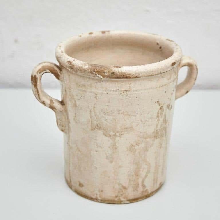 Mid-20th Century Traditional Beige Lacquered Rustic Spanish Ceramic For Sale