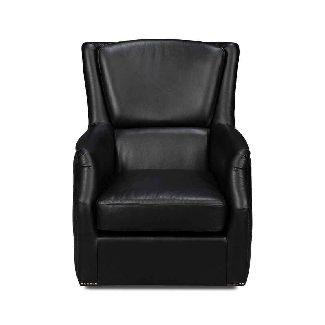 
This classic chair is upholstered in our classic Onyx Black leather and crafted with pure Aniline top-grade leather.

Dimensions: 31