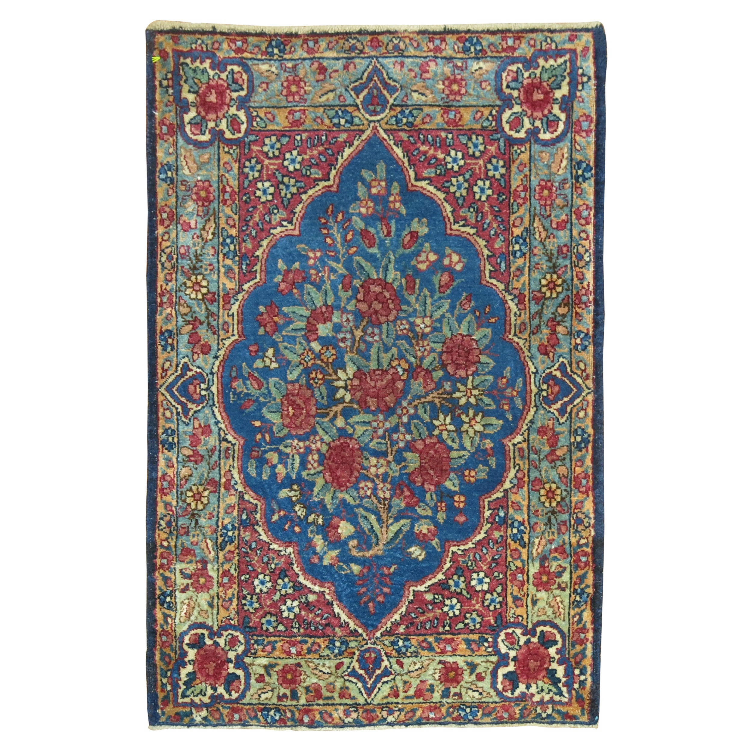 Alfombra Tradicional Azul Formal Kerman Mat Mini en venta