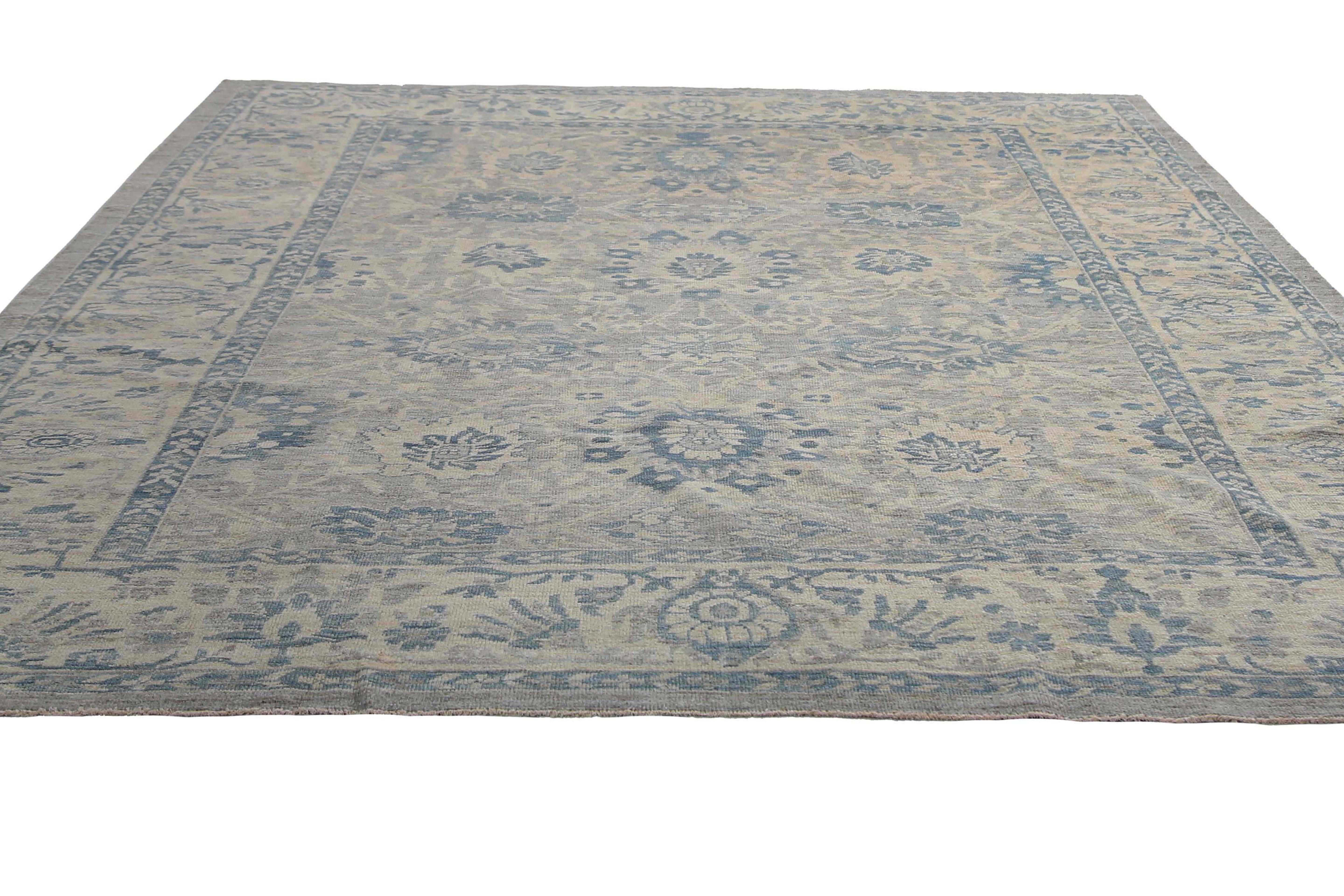 Tribal Traditional Blue Handmade Sultanabad Rug For Sale