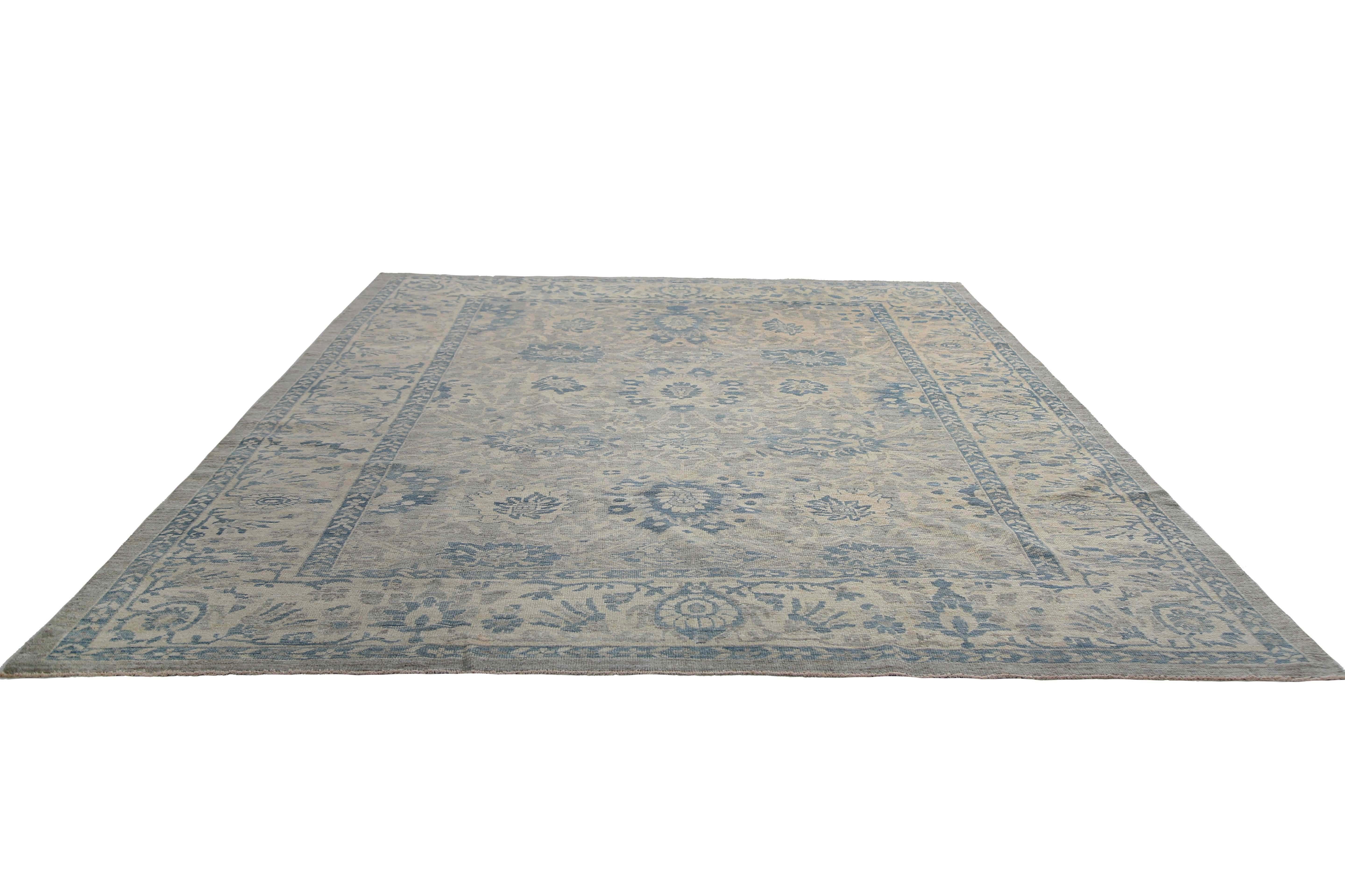 Wool Traditional Blue Handmade Sultanabad Rug For Sale