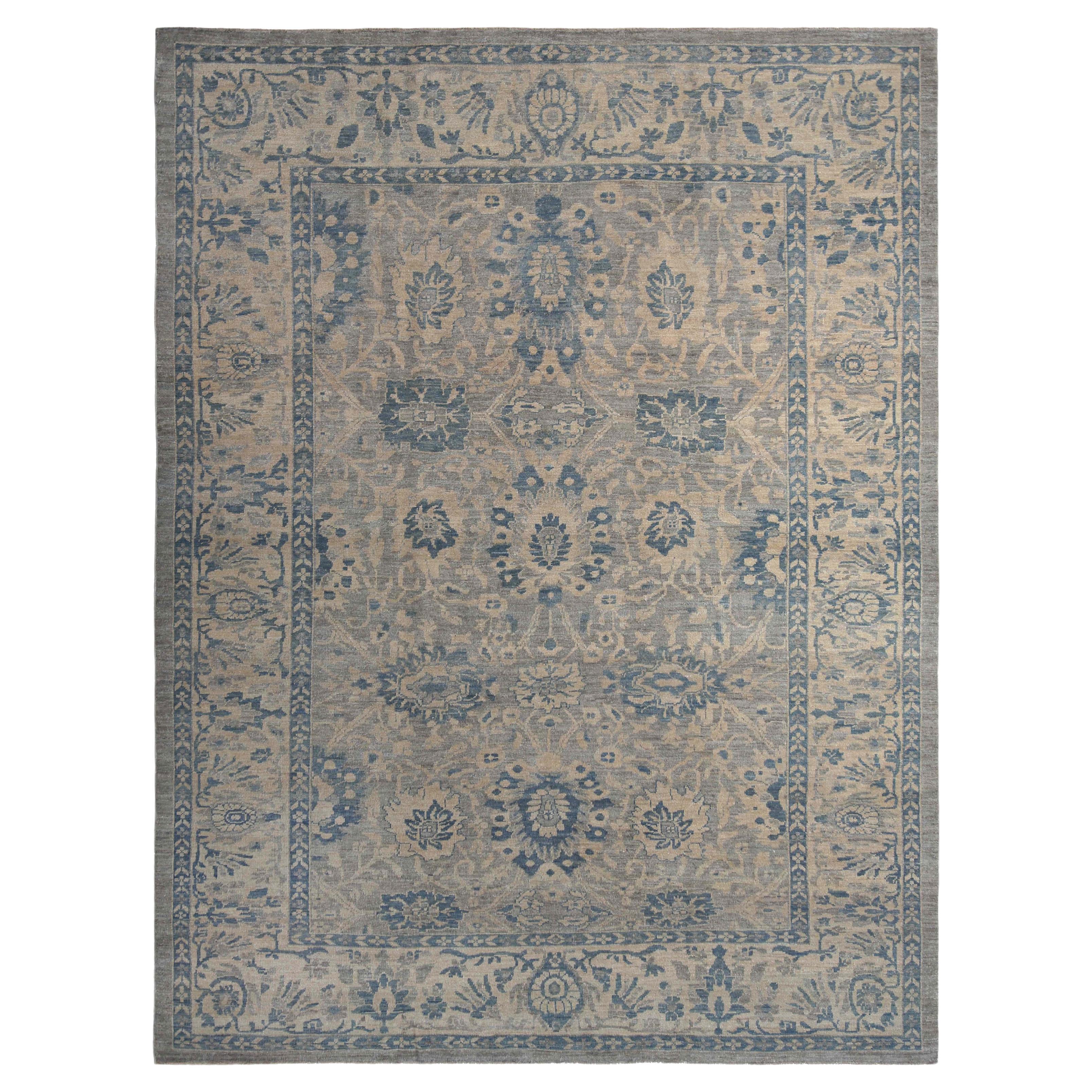 Traditional Blue Handmade Sultanabad Rug  For Sale