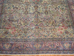 Zabihi Collection Traditional Blue Pink Formal Kerman Large Rug
